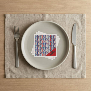 Patriotic Ribbon Pattern Cocktail Napkins — Customizable Corner Name