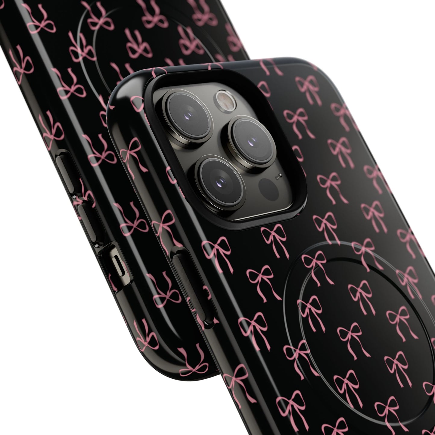 Coquette Chic Bow-Patterned Tough Magnetic iPhone Case, Stylish Gift for Her, Protective iPhone Cover, Trendy Accessory, iPhone Birthday Gift, Fashionable Tech