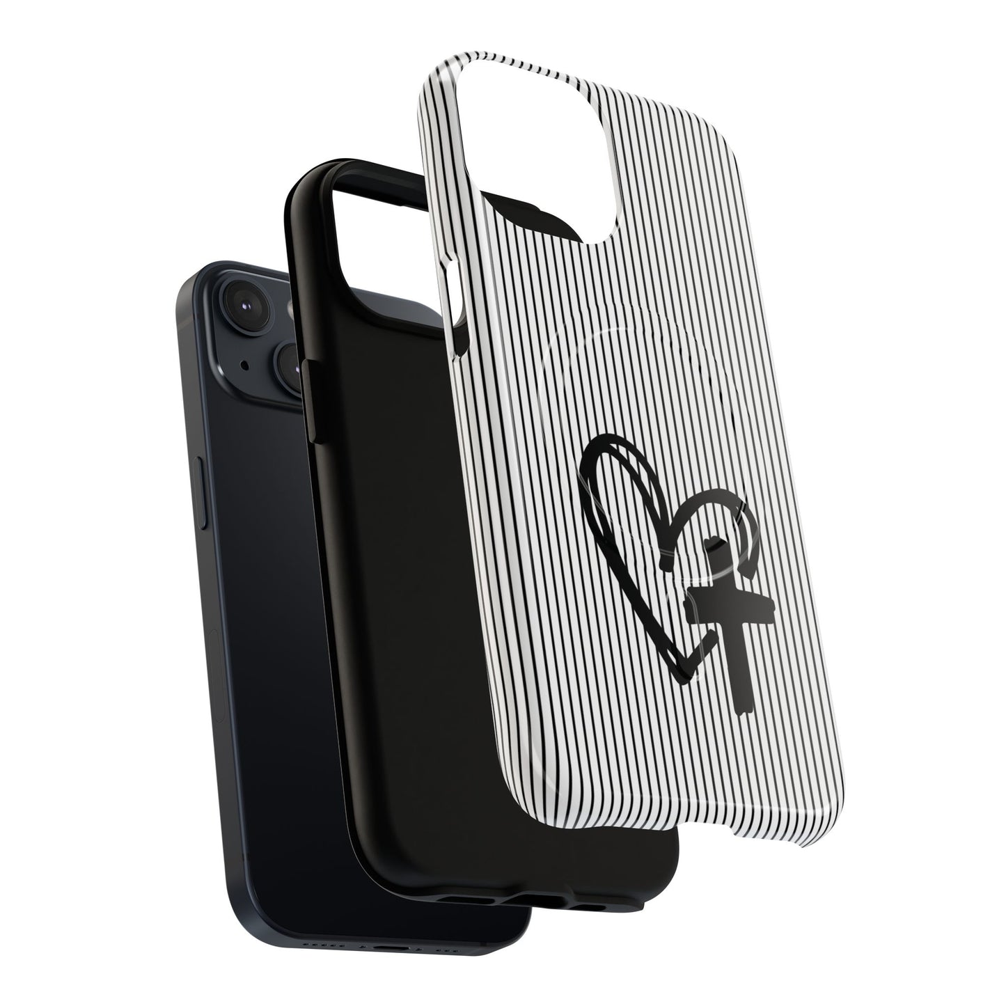 Tough Magnetic Phone Case with Heart & Cross Design, Durable Phone Cover, Unique Gift for Her, Stylish Accessory, Everyday Use