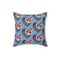 Light Blue Floral Heart Spun Polyester Square Pillow