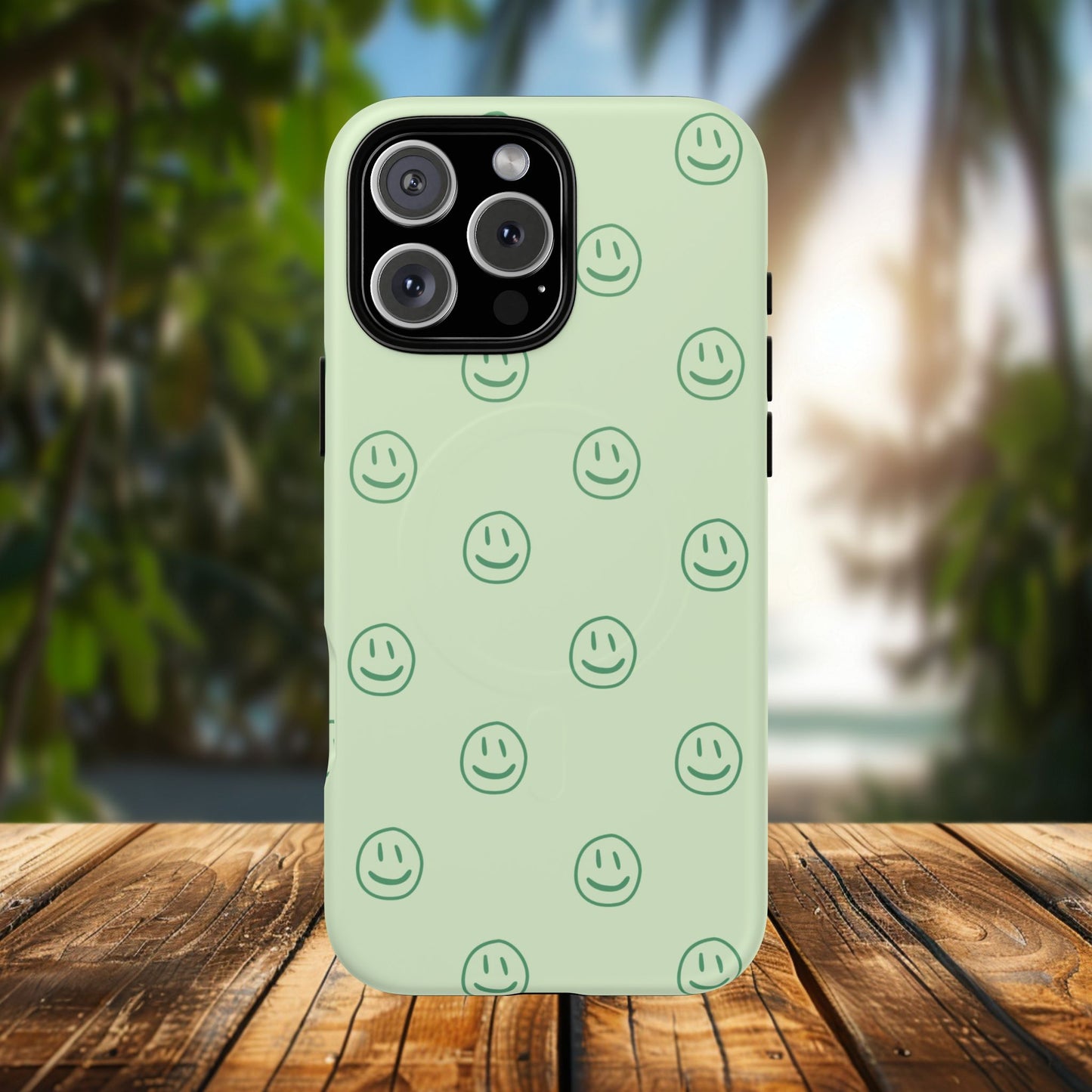 Green Smiley Face Magnetic iPhone Case