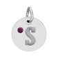 Engraved Birthstone Circle Charm — Personalized Initial Pendant.