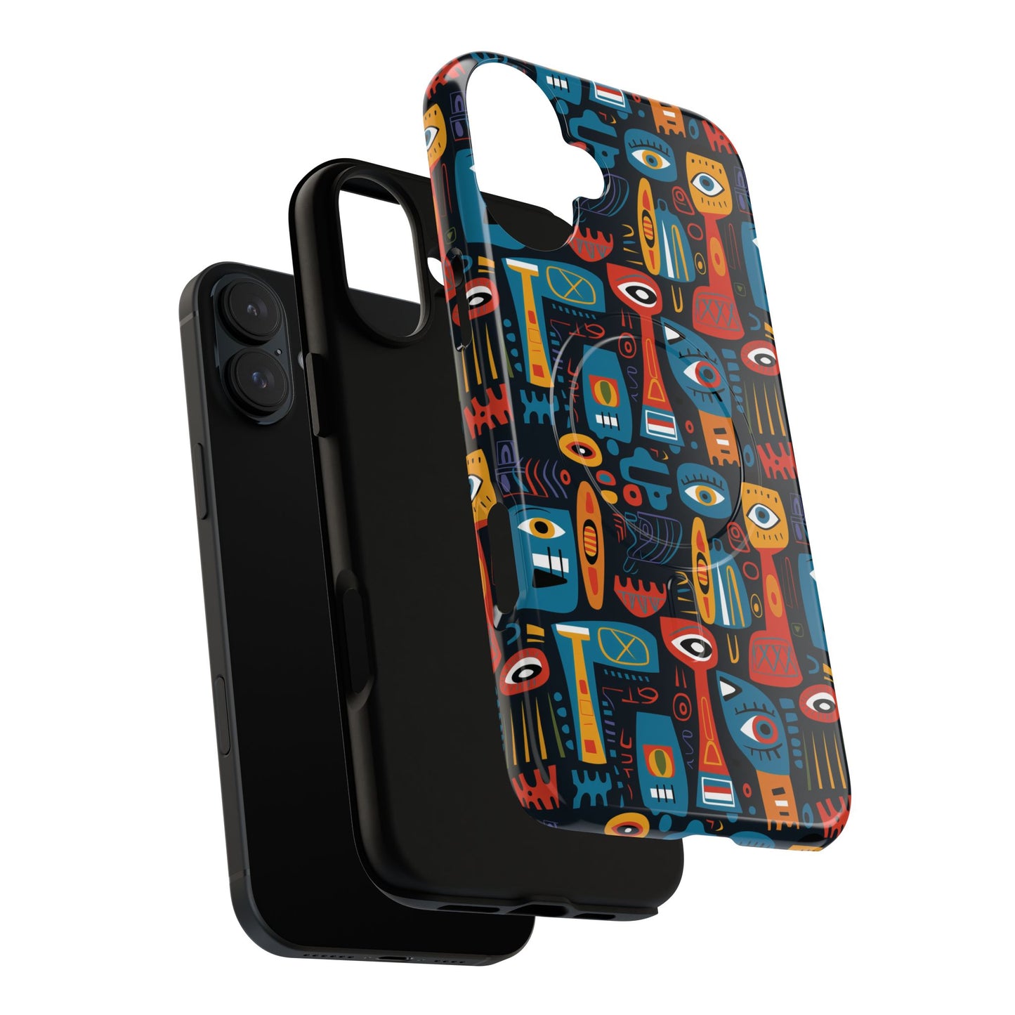 Urban Totem Vibe Tough iPhone Magnetic Case, Colorful Bohemian Art, Unique Gift for Him/Her, Holiday Accessory, iPhone Protection, MagSafe iPhone Case.