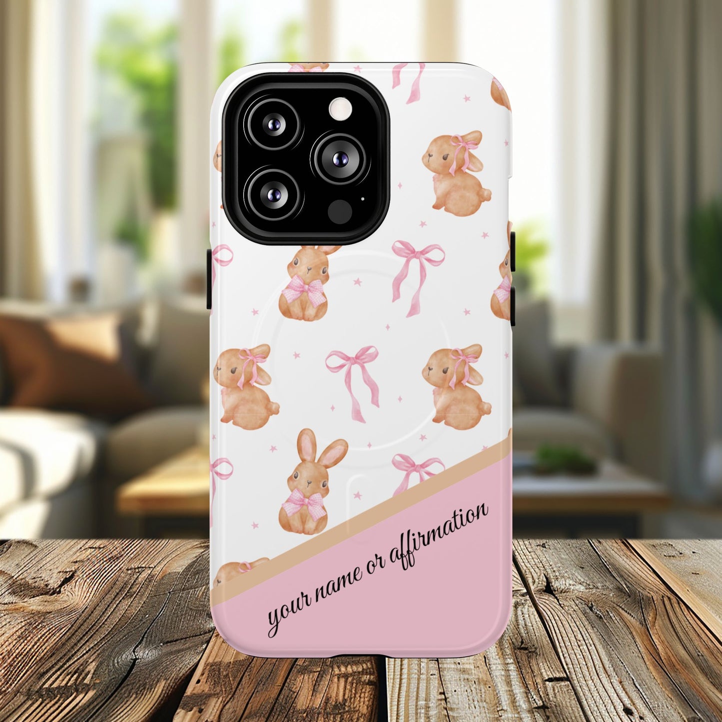 Personalized Bunny iPhone Case - Cute Animal Design, Tough MagSafe® Magnetic Case, Easter Gift, Spring Aesthetic, Kids Accessories
