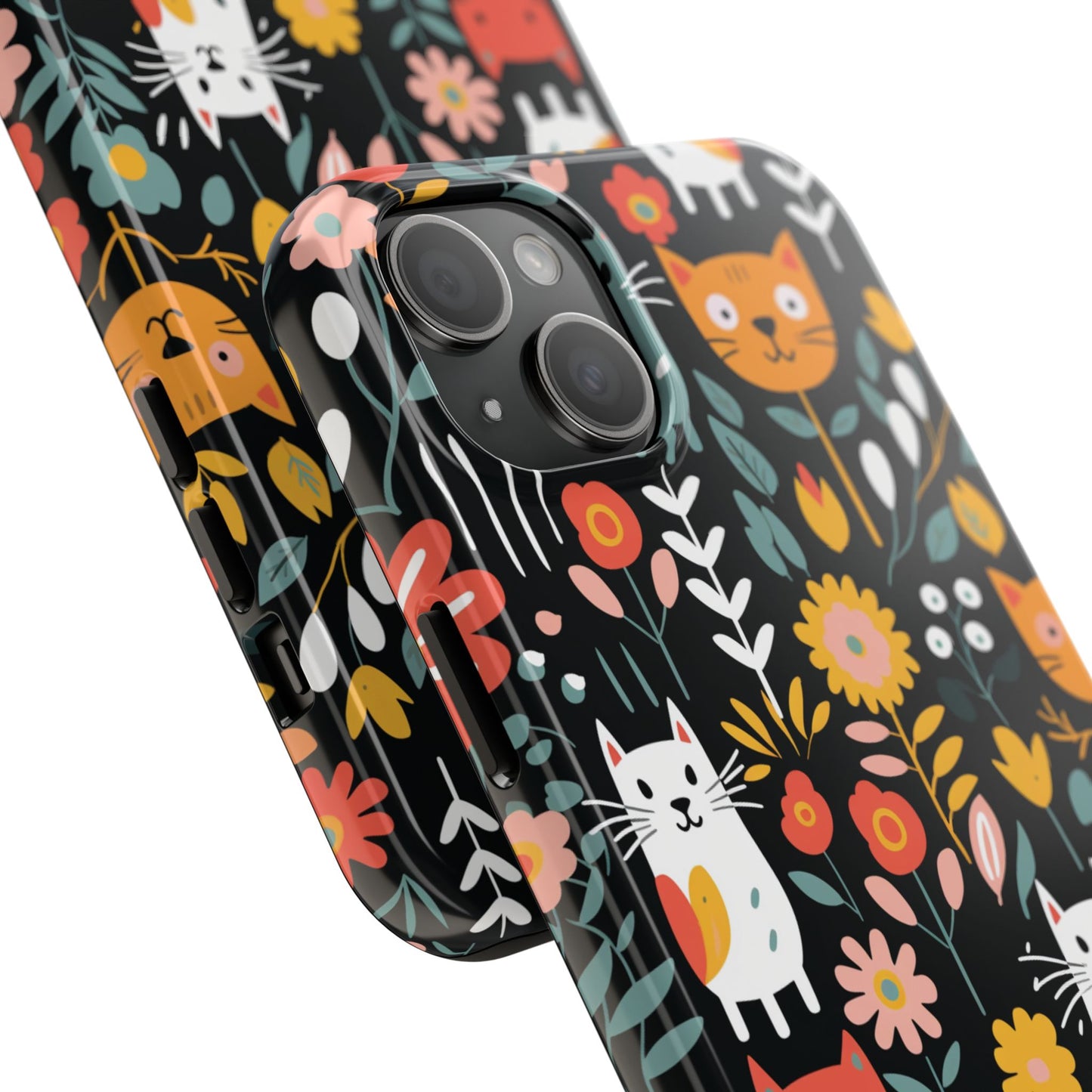 Whimsical Feline Garden iPhone and Samsung Tough Phone Cases