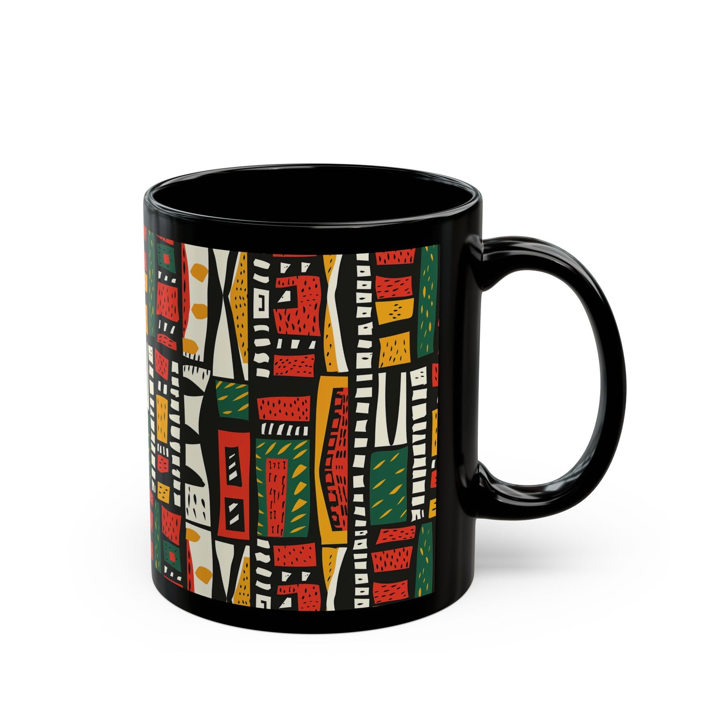 Tribal Harmony Black Mug - Unique Art Design for Home & Gifts