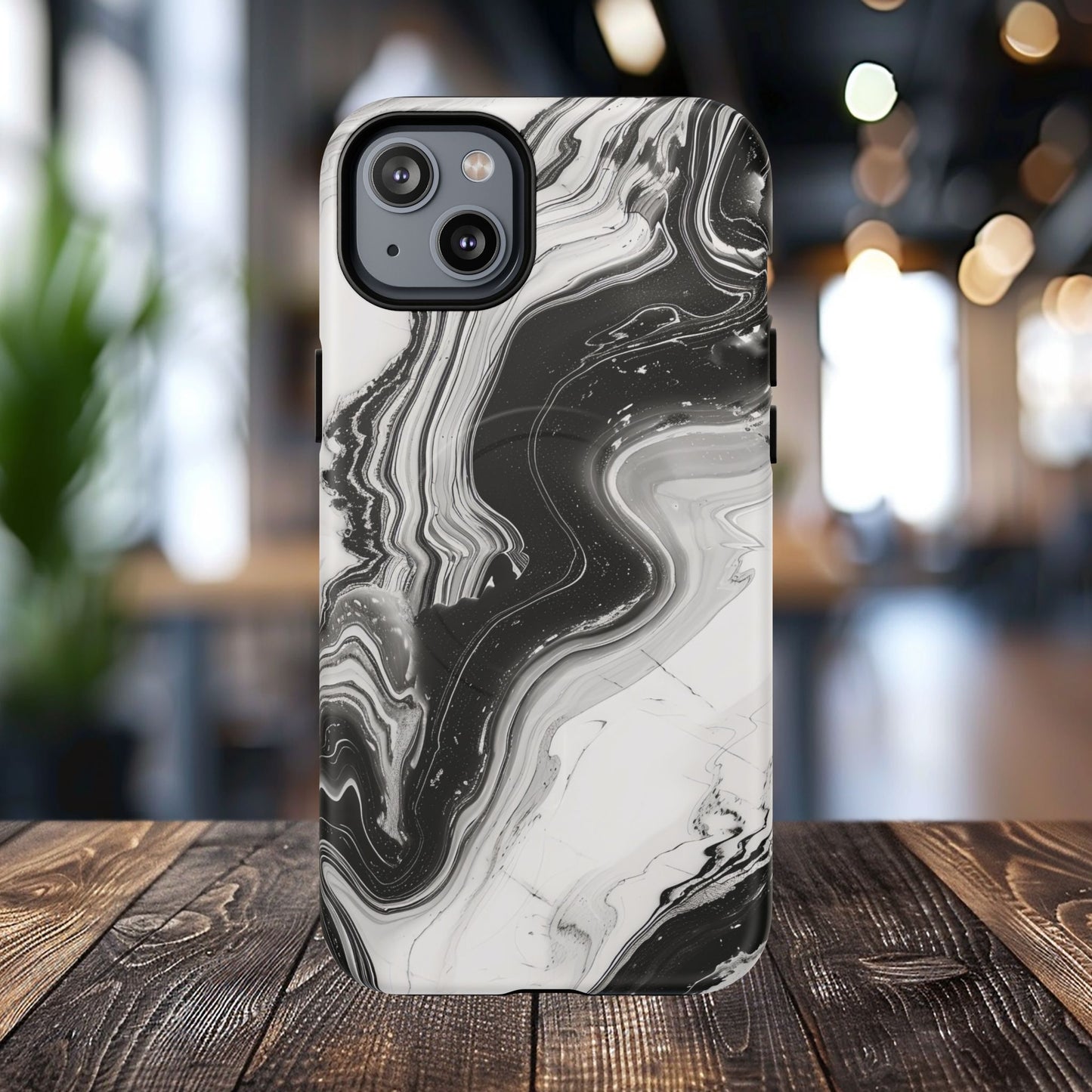 Black Marble Magnetic iPhone Case for Tough Protection, Stylish iPhone Mobile Accessory, Fashionable Gift, Unique Marble iPhone Design, Durable Smartphone Cover