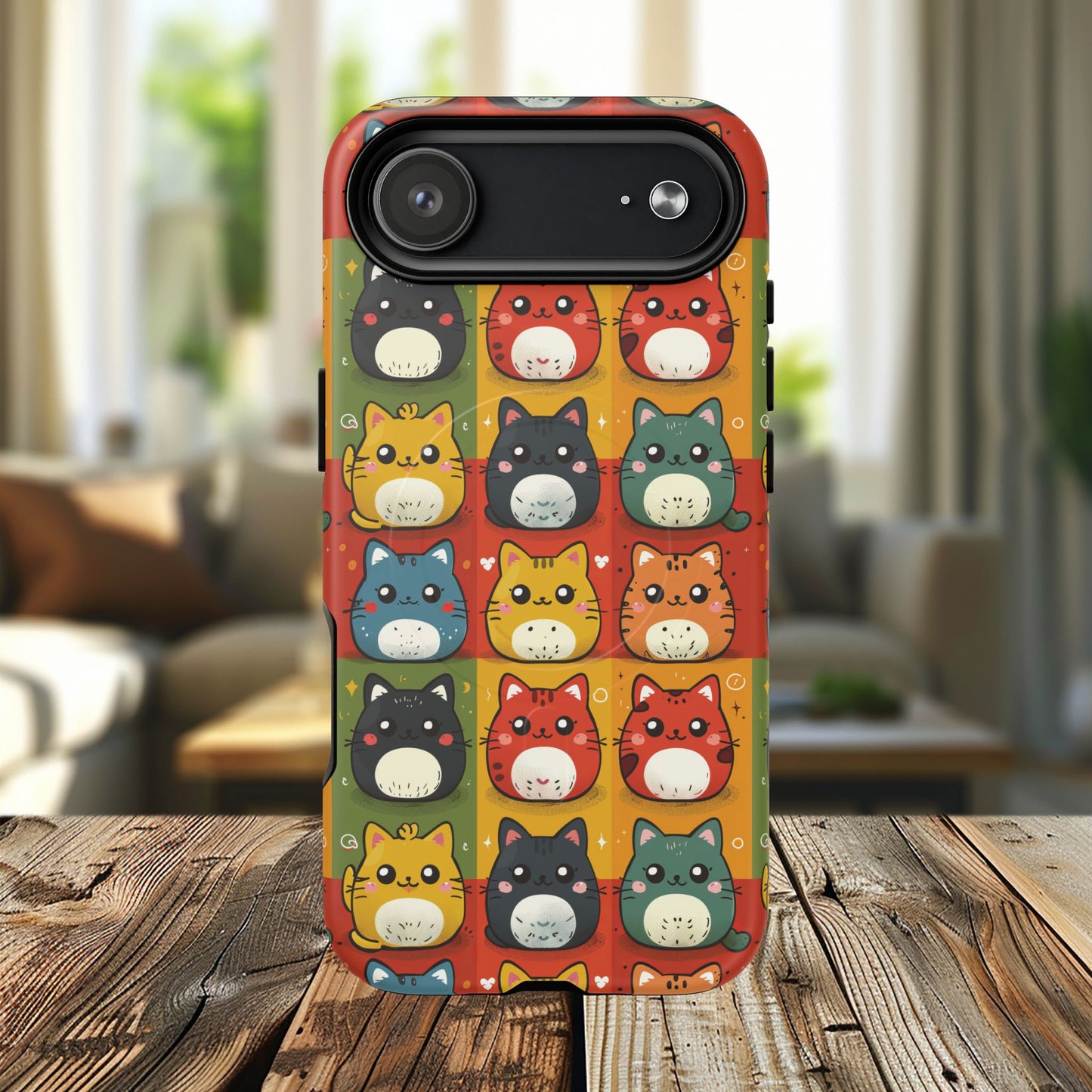 Cute Kawaii Cat iPhone Case, Tough Magnetic iPhone Case, Animal Lover Gift, Kawaii iPhone Cover, Fun Cat Design