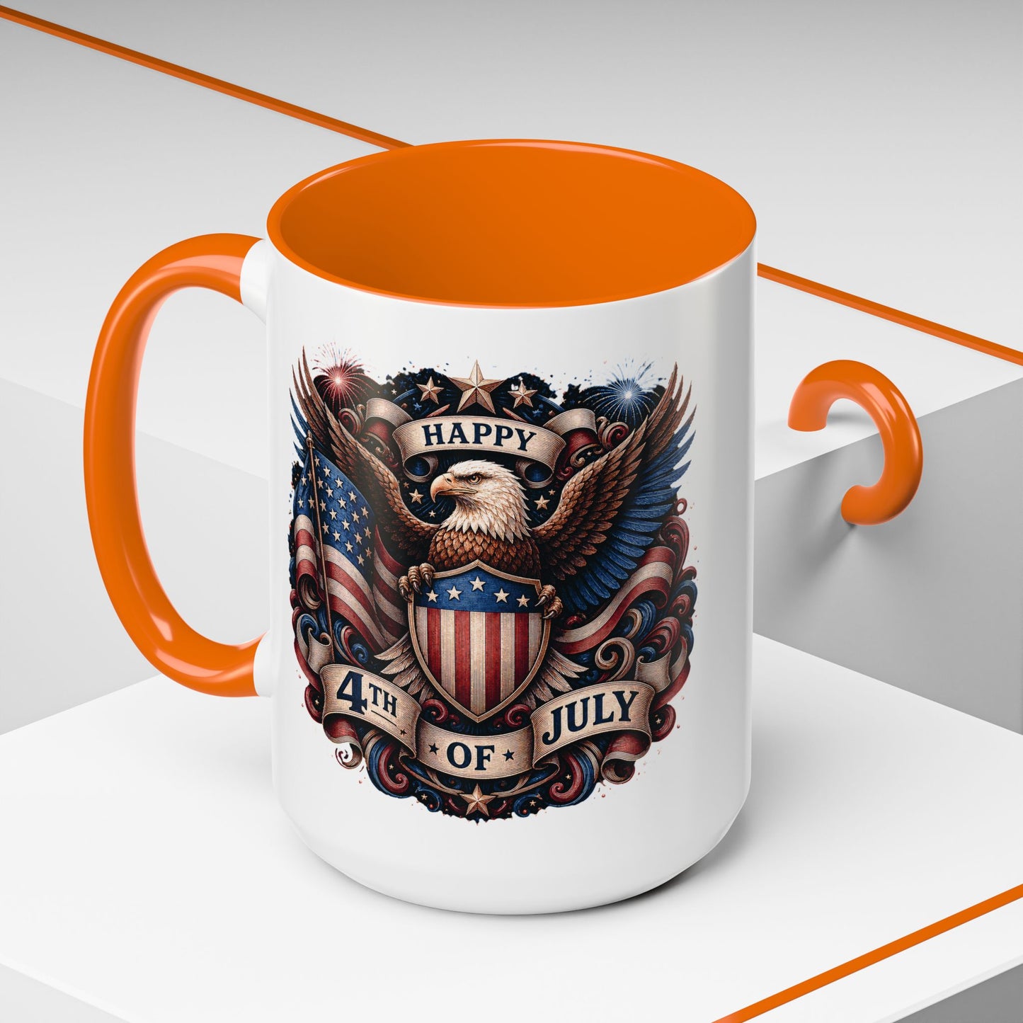 4th of July Eagle Coffee Mug — Patriotic American Flag Accent Mug (11/15oz)