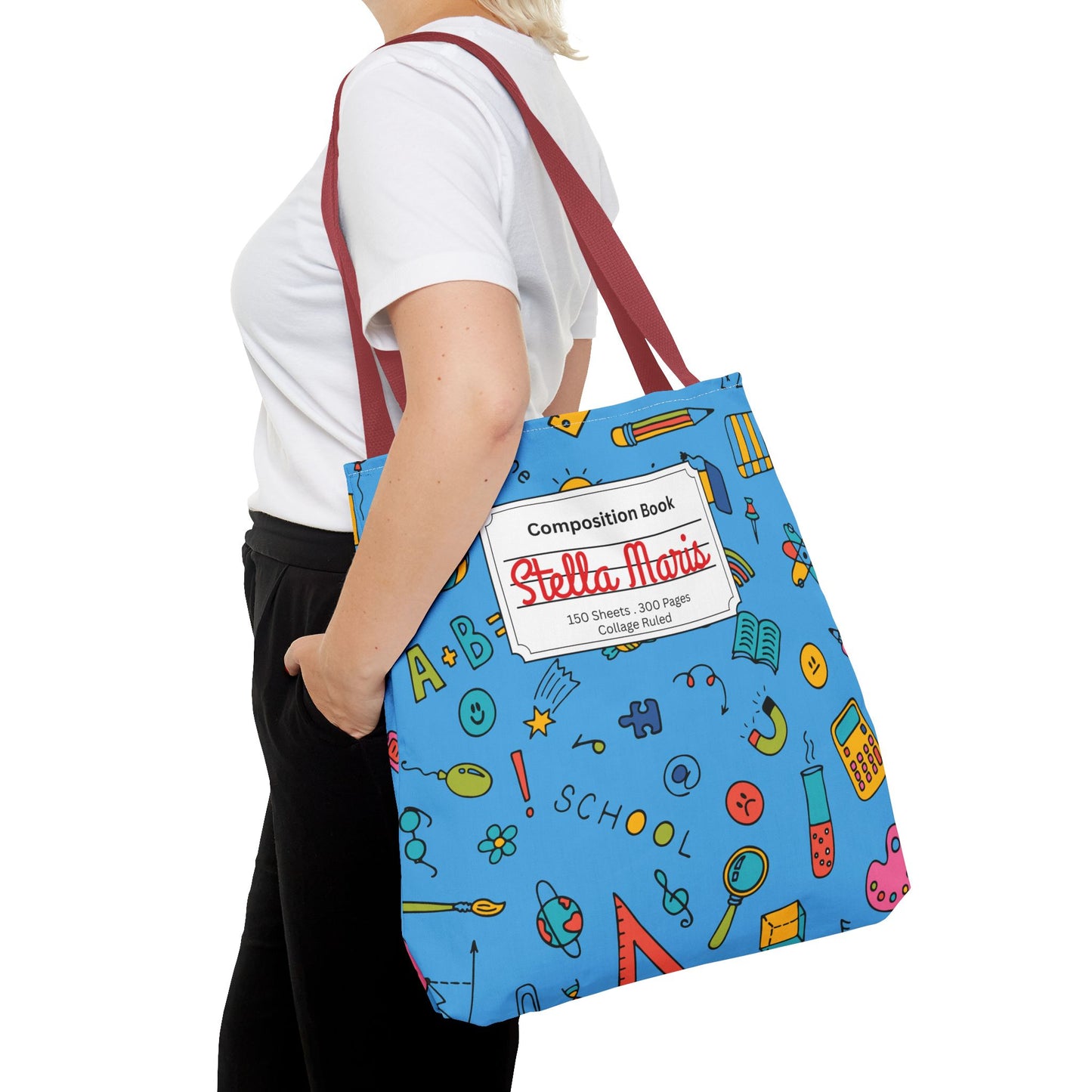 Personalized Classroom Couture Composition Book Inspired Tote Bag, Back to School Tote, Teacher Gift, Kids Bag, Custom Name Bag, Educational Accessories, Back to School Tote Bag.