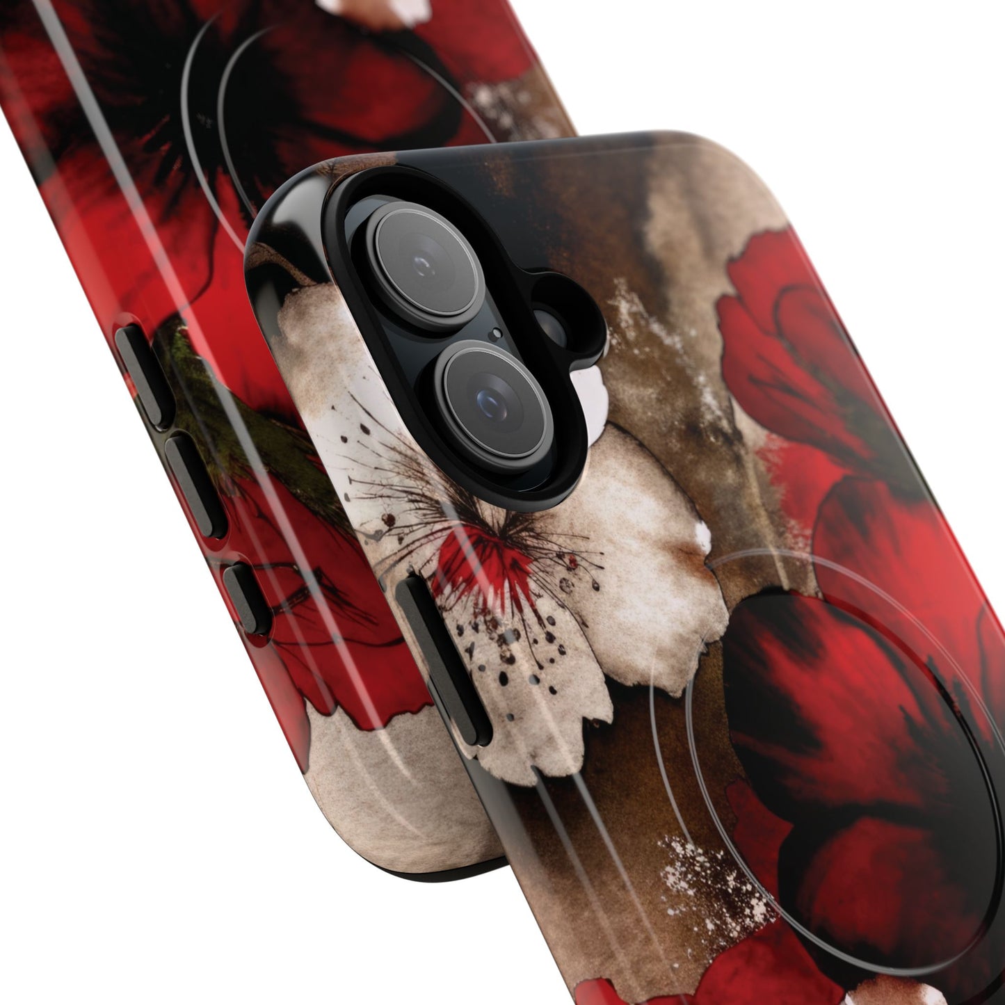 Crimson Noir Tough iPhone Magnetic Cases, Tough iPhone Protector, Stylish Floral Design, Gift for Her, Floral Accessories