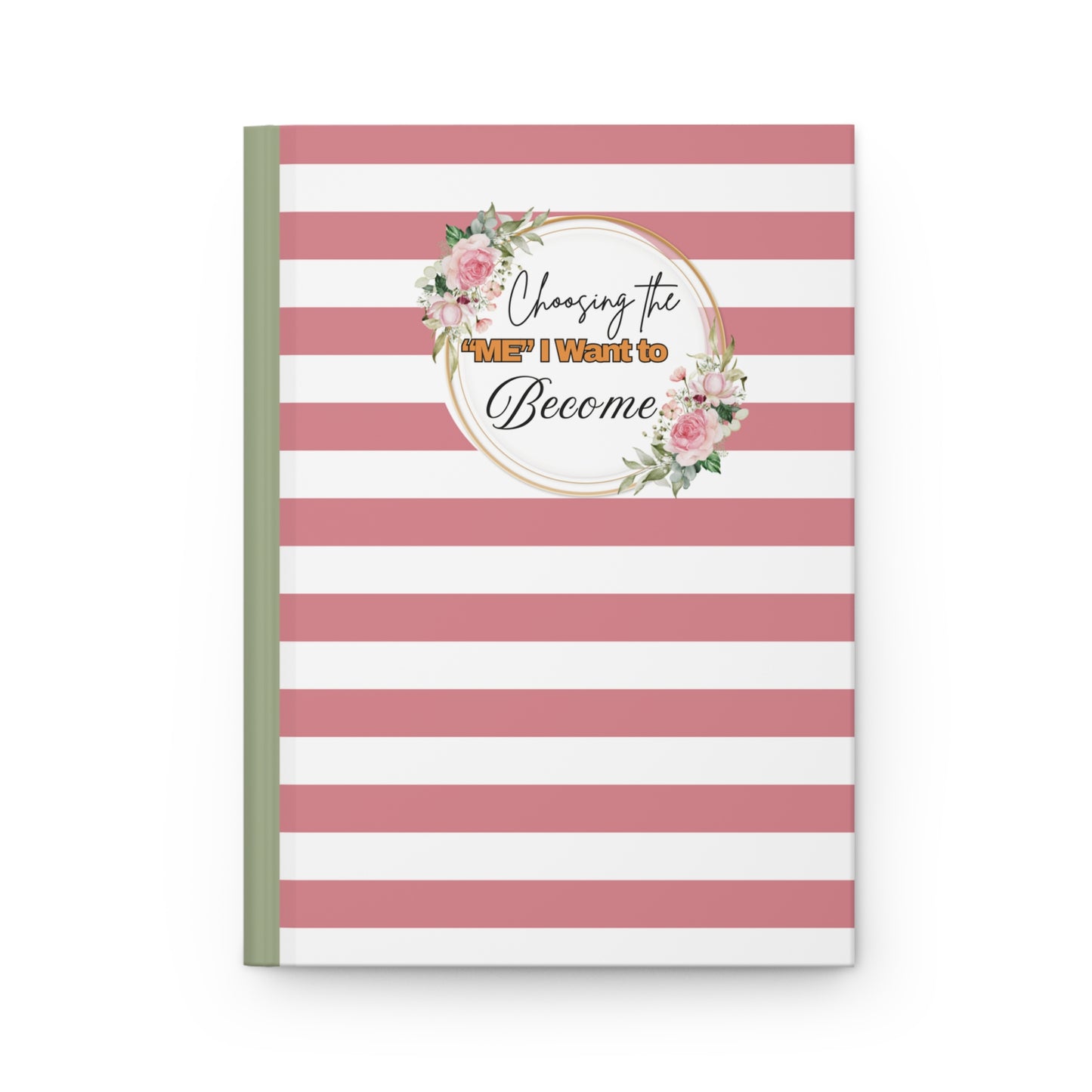 Inspiring Hardcover Journal for Personal Growth, Motivational Notebook, Floral Stripe Journal, Gift for Her, Self-Improvement Diary