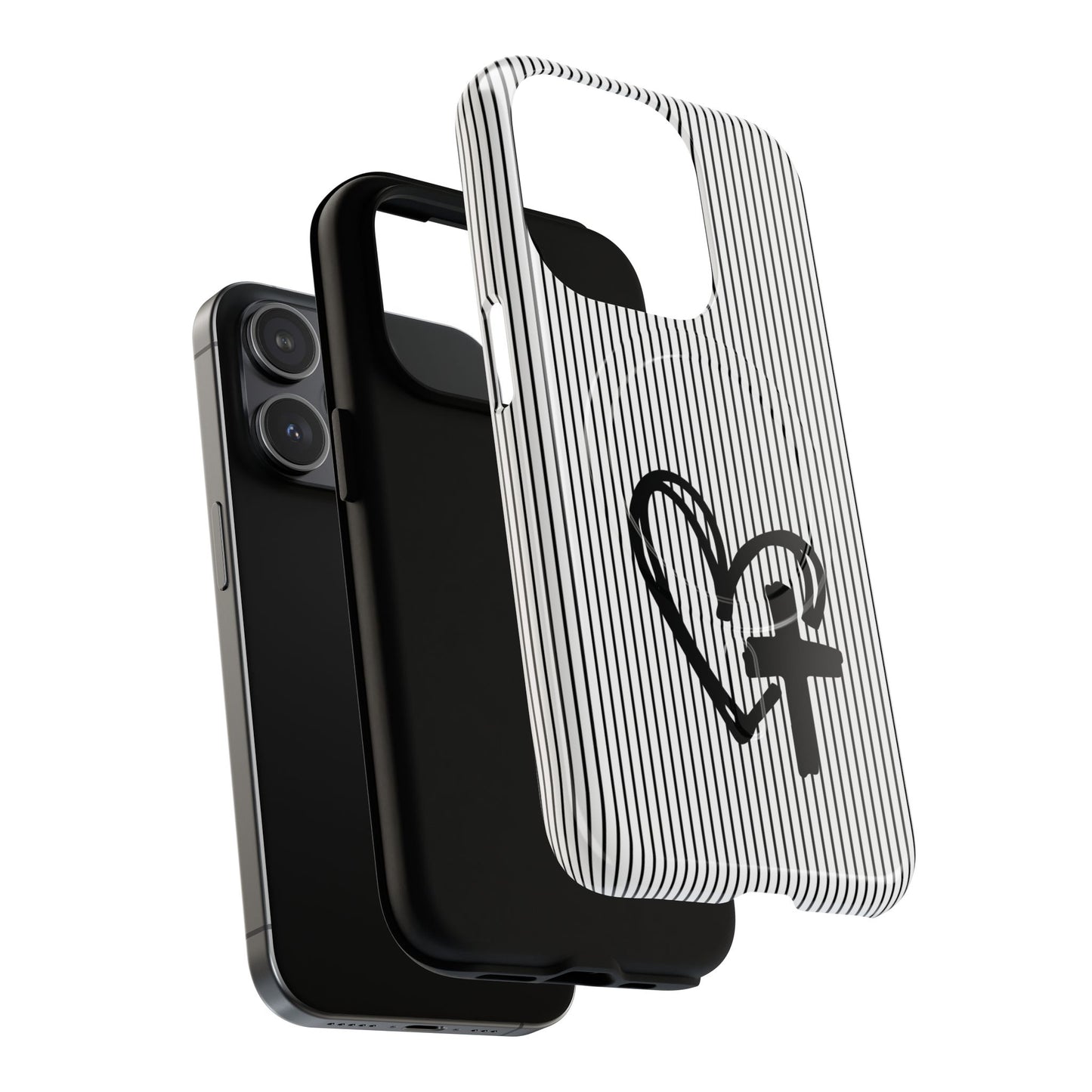 Tough Magnetic Phone Case with Heart & Cross Design, Durable Phone Cover, Unique Gift for Her, Stylish Accessory, Everyday Use