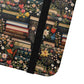 Book Stack Floral Flip iPhone and Samsung Phone Case — Vintage Library Wallet Cover.