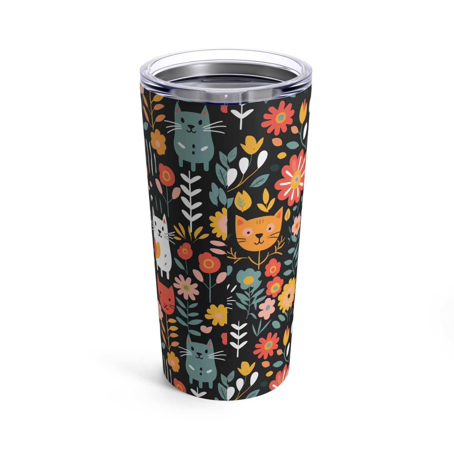 Whimsical Feline Garden Tumbler 20oz