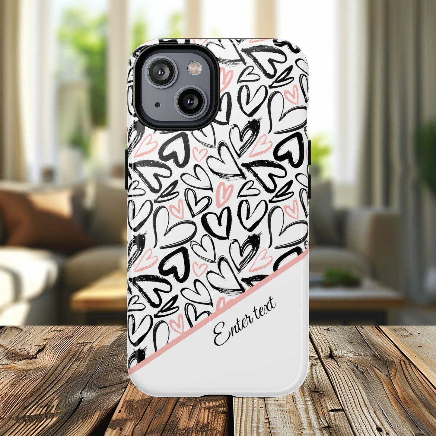 Heart Scribbles Tough Magnetic MagSafe®Case - Cute, Stylish, Gifts for Her, Love, Valentine's Day,  iPhone® 13, 14, 15, 16, 17, Pro, Pro Max, Plus Cases.
