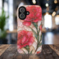 Stained Glass Effect Carnation Floral Tough Phone Case – Pink Vintage Botanical Protective Cover