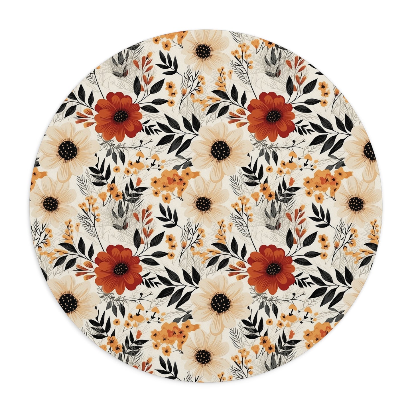 Boho Chic Floral Mouse Pad, Home Office Decor, Gift for Her, Blooming Design, Computer Accessories, Desk Accessories, Office Gift