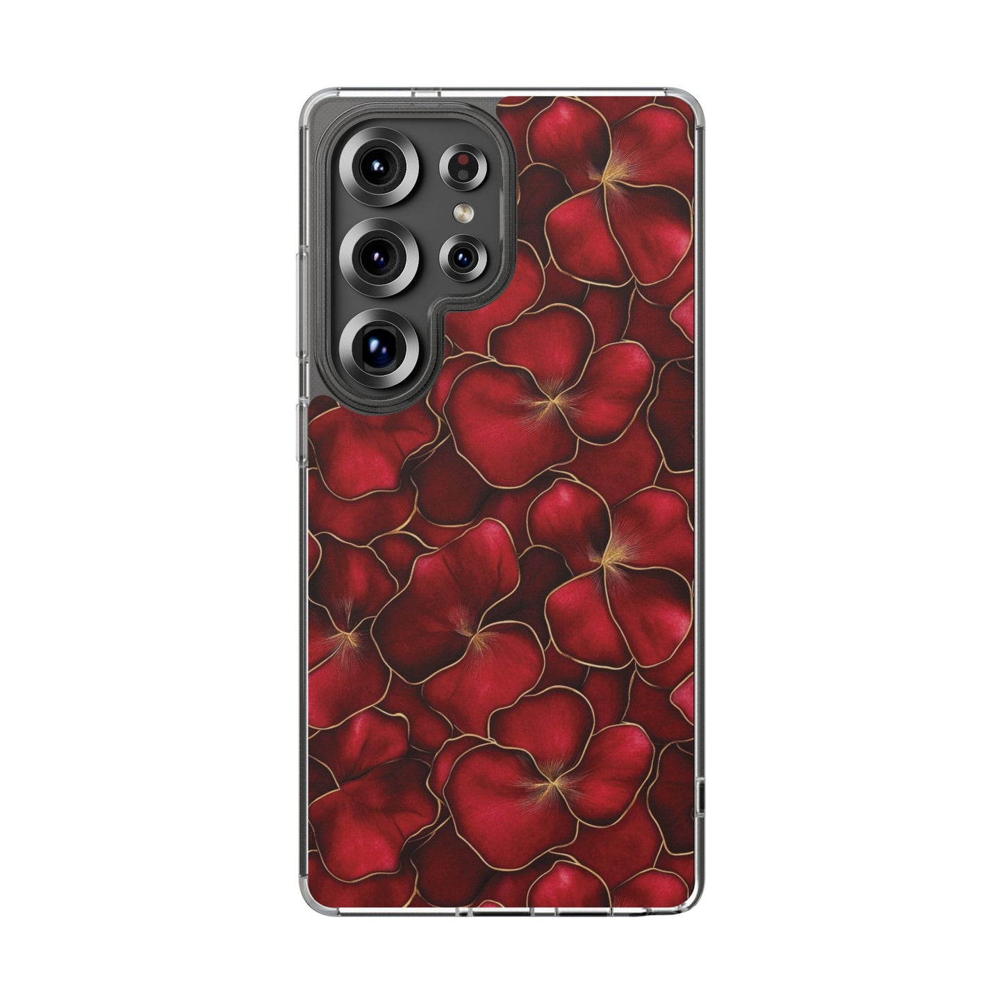 Velvet Petal Noir Floral Petal Clear Impact-Resistant iPhone and Samsung Case.
