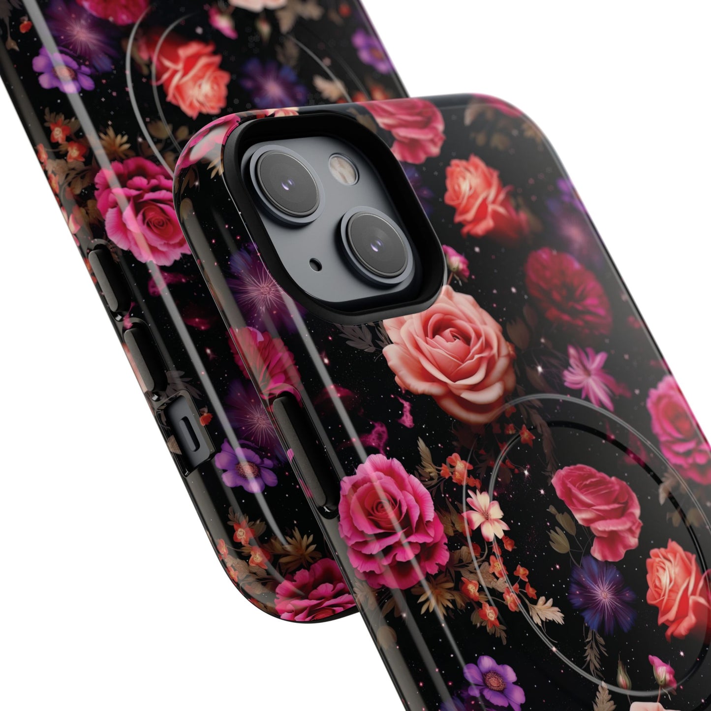 Starry Rose Garden Tough Magnetic Phone Case, Stylish Phone Cover, Gift for Her, Elegant Floral Design, Durable Phone Accessories