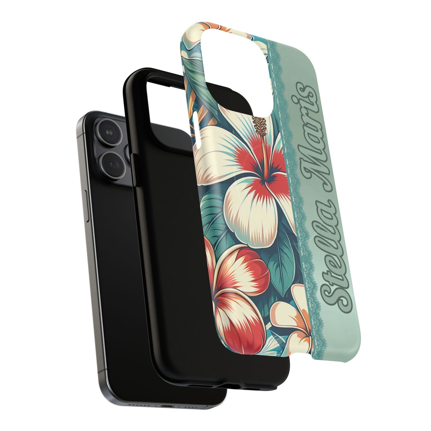 Personalized Tropical Floral Phone Case – Stylish Tough Magnetic Cases for iPhone, Customizable with Names, Perfect Gift for Nature Lovers