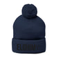 Cozy Pom-Pom Knit Cap with 'ELOHIM, GENESIS 1:1'  Embroidery Beanie - Stylish Winter Accessory for All Ages, Perfect Gift for Birthdays, Holidays, and Outdoor Activities