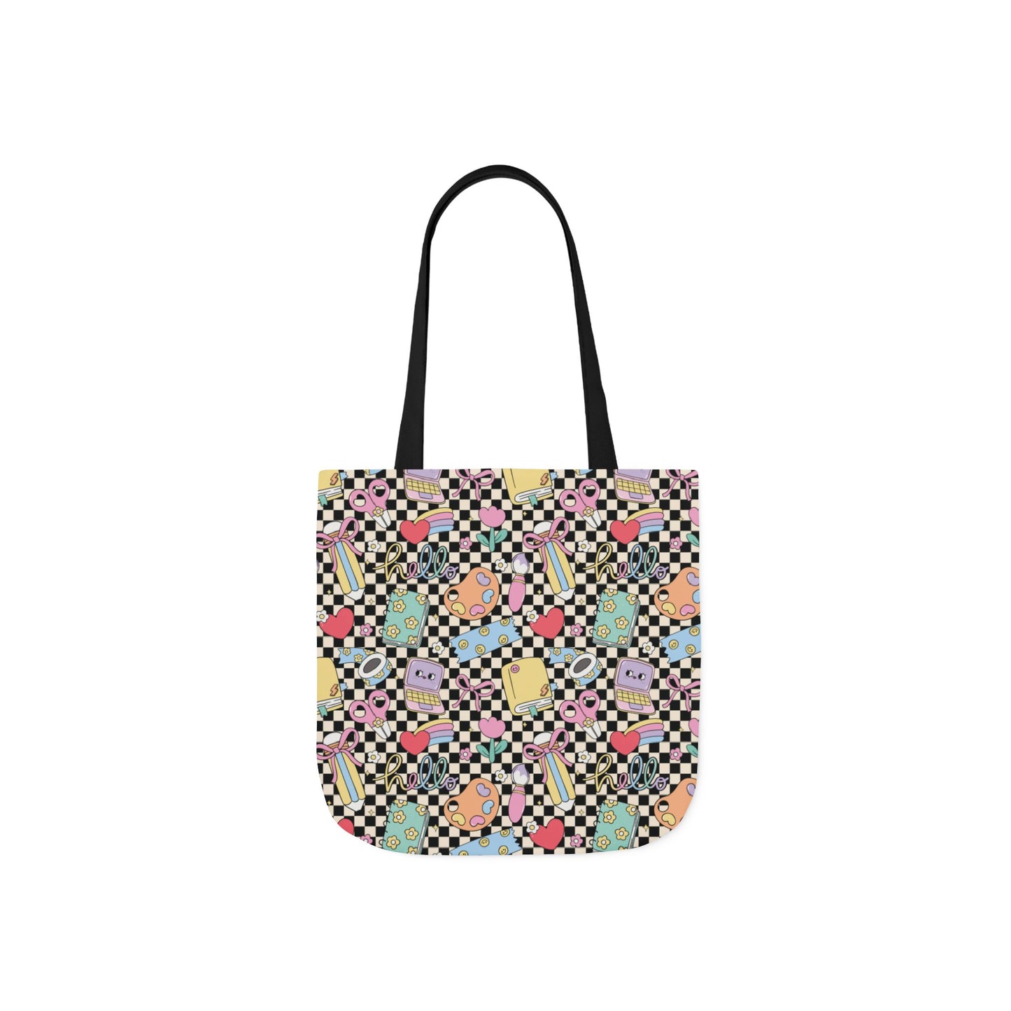 Personalized Black Doodle Daydream Composition Book Inspired Canvas Tote Bag with Colorful Straps, Cute School Bag, Eco-Friendly Tote, Back to School Shopping Bag, Teacher Gift Idea