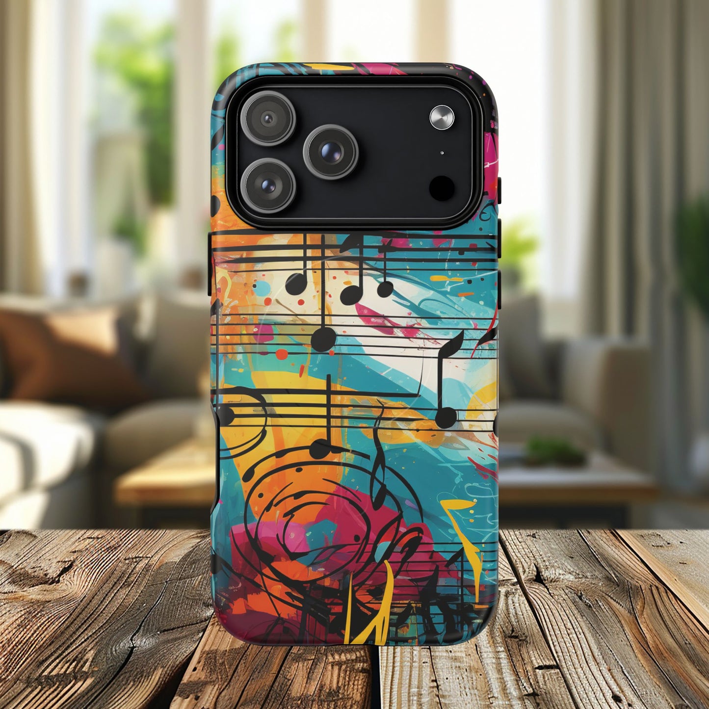 Vibrant Music Note Phone Case, Tough Magnetic Case, Music Lover Gift, Colorful Phone Accessory, Customizable Phone Cover, Unique Gift Idea