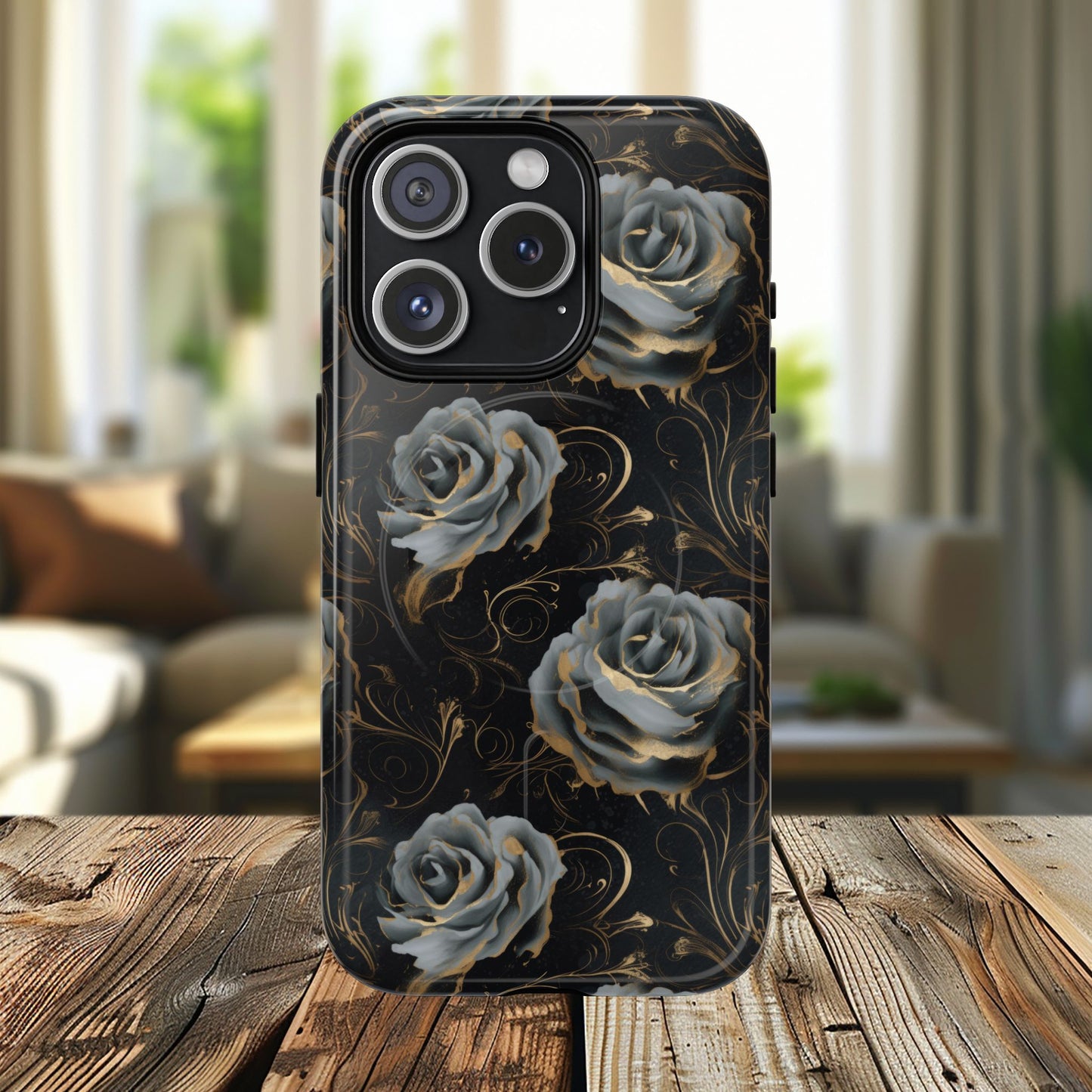 Midnight Bloom Tough iPhone Magnetic Cases,  iPhone 14, iPhone 15, iPhone 16, Pro, Pro Max, Plus MagSafe Case, Protective Tech Accessories, Gift for Her, Floral Design