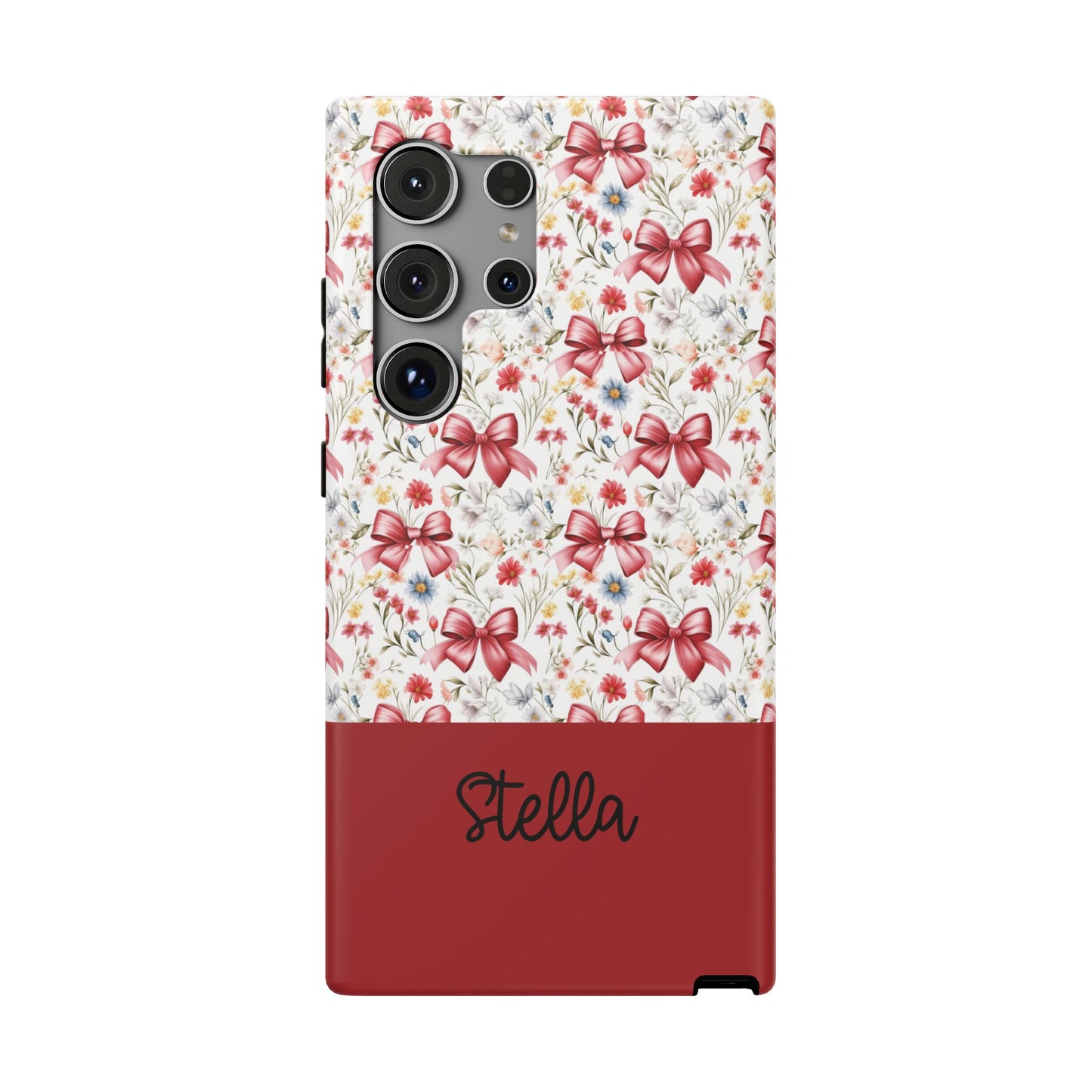 Personalized Rosette Coquette Floral Bow iPhone and Samsung Impact-Resistant Case — Custom Name Case