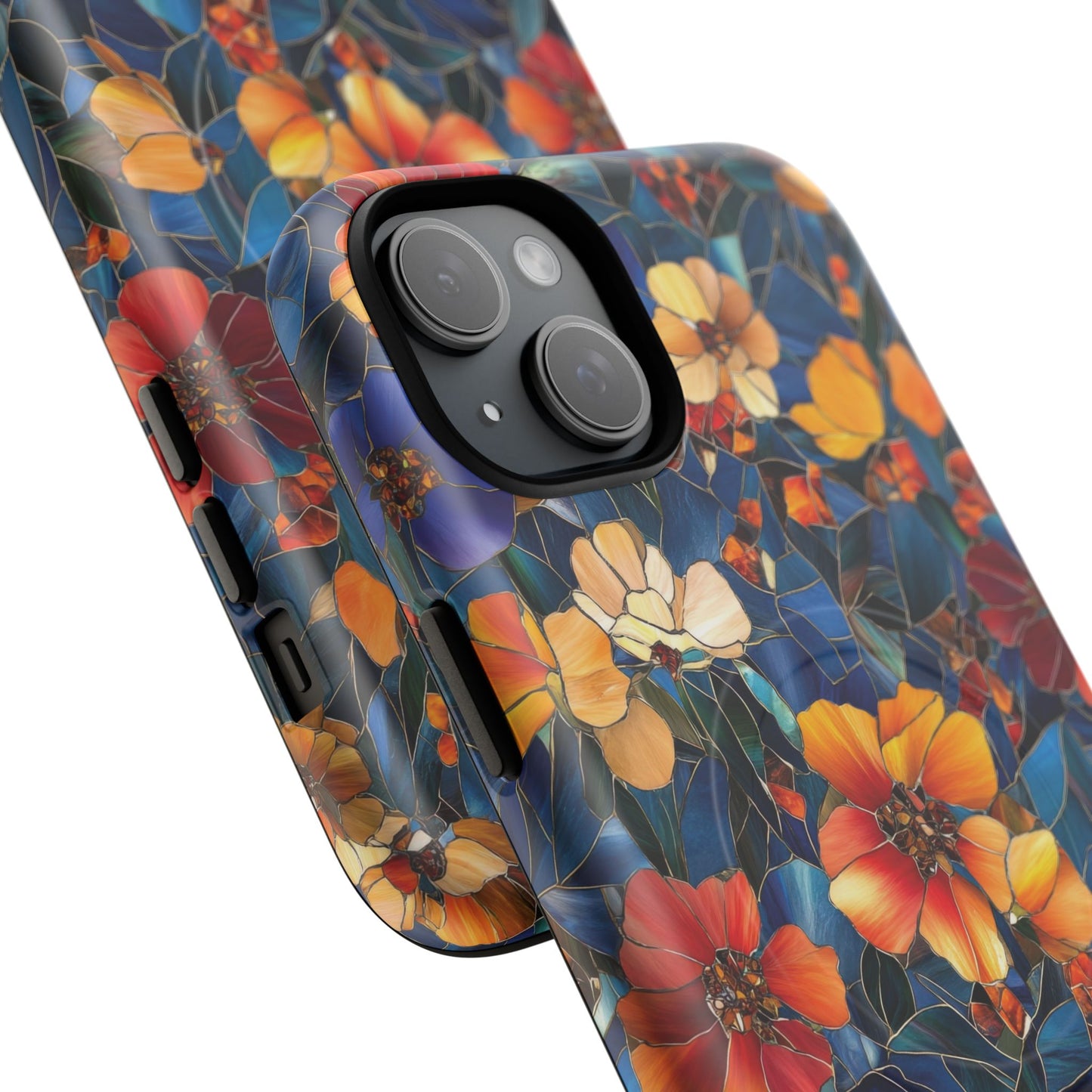Cathedral Petals Tough Magnetic iPhone Case, Durable, Stylish, Unique Floral Design, Gifts for Her, Birthday, Everyday Use, Stained Glass iPhone Case.