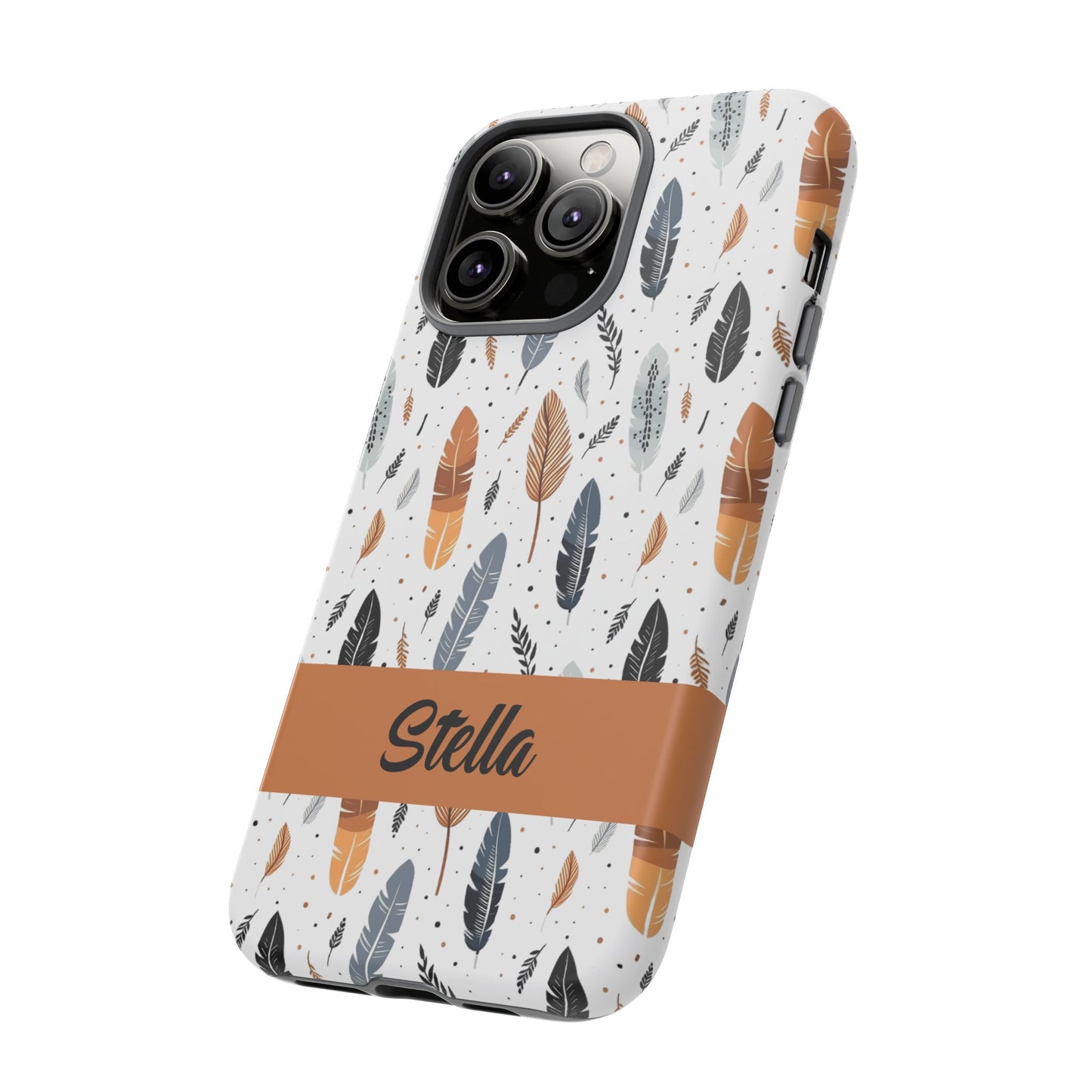 Personalized Whispering Feathers Samsung, Google Pixel and iPhone Case, Custom Name Case.