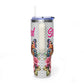 40oz Floral Butterfly Tumbler — Personalized "Name and Affirmation" Vacuum Insulated Cup