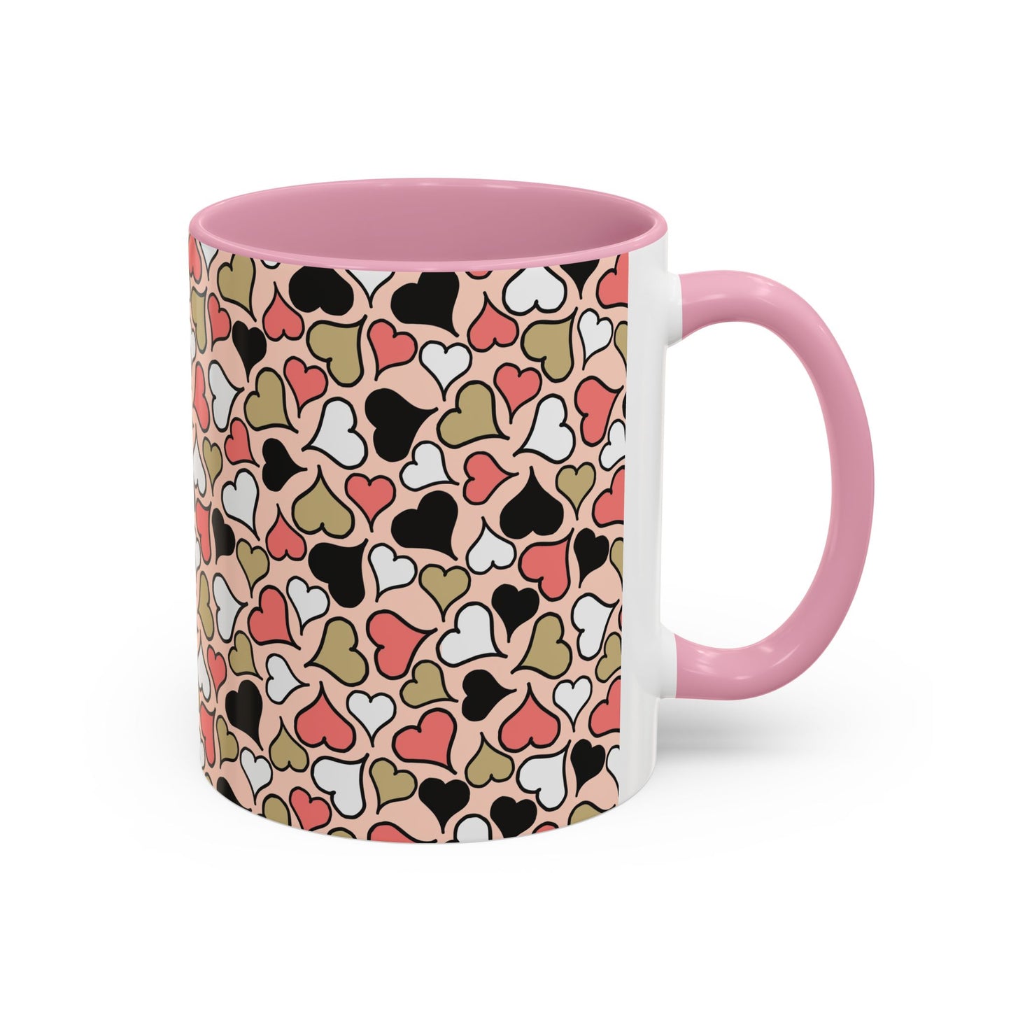 Heart Patterned Coffee Mug - Colorful Love Design, Perfect for Gifts & Celebrations