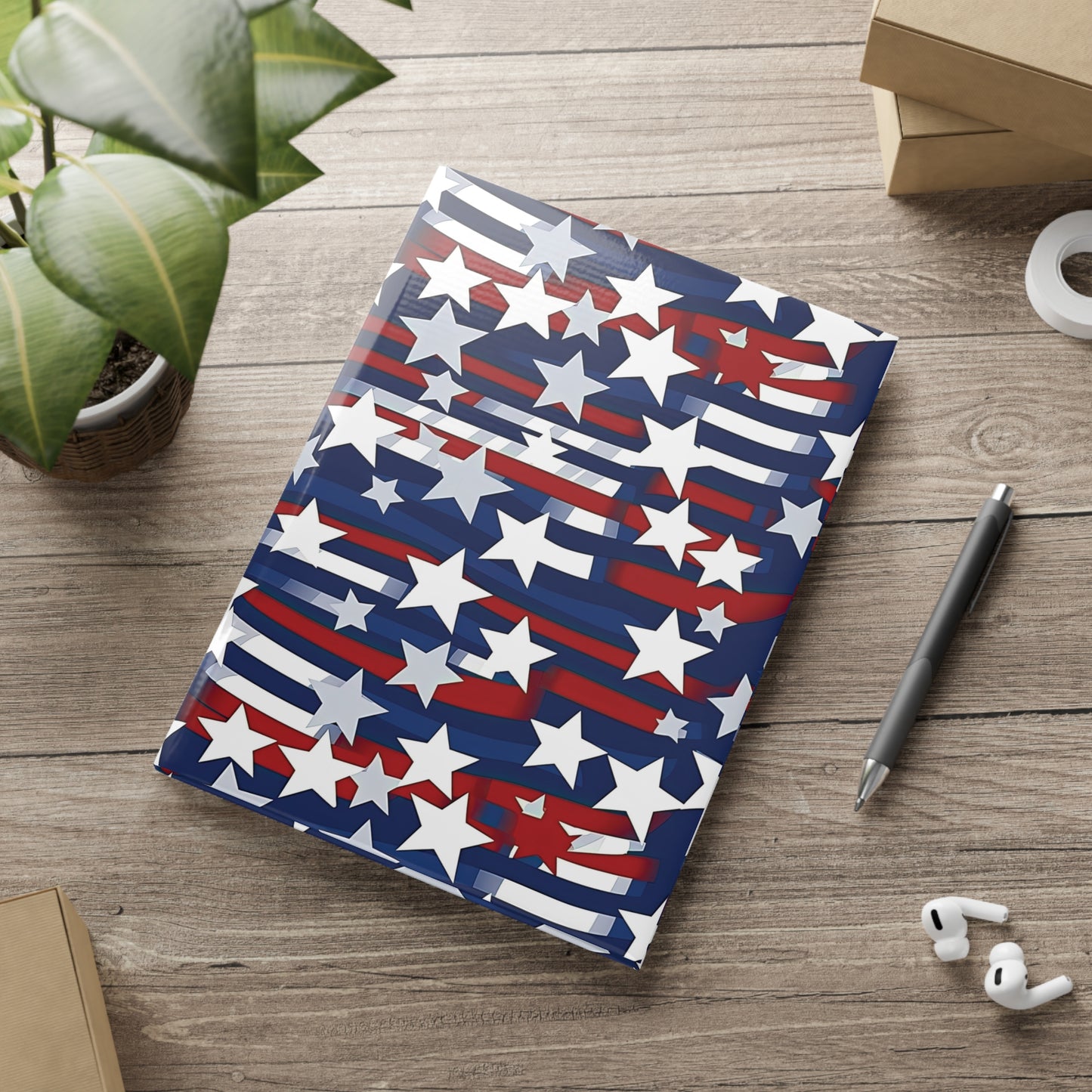 Patriotic Waves Hardcover Notebook with Puffy Covers