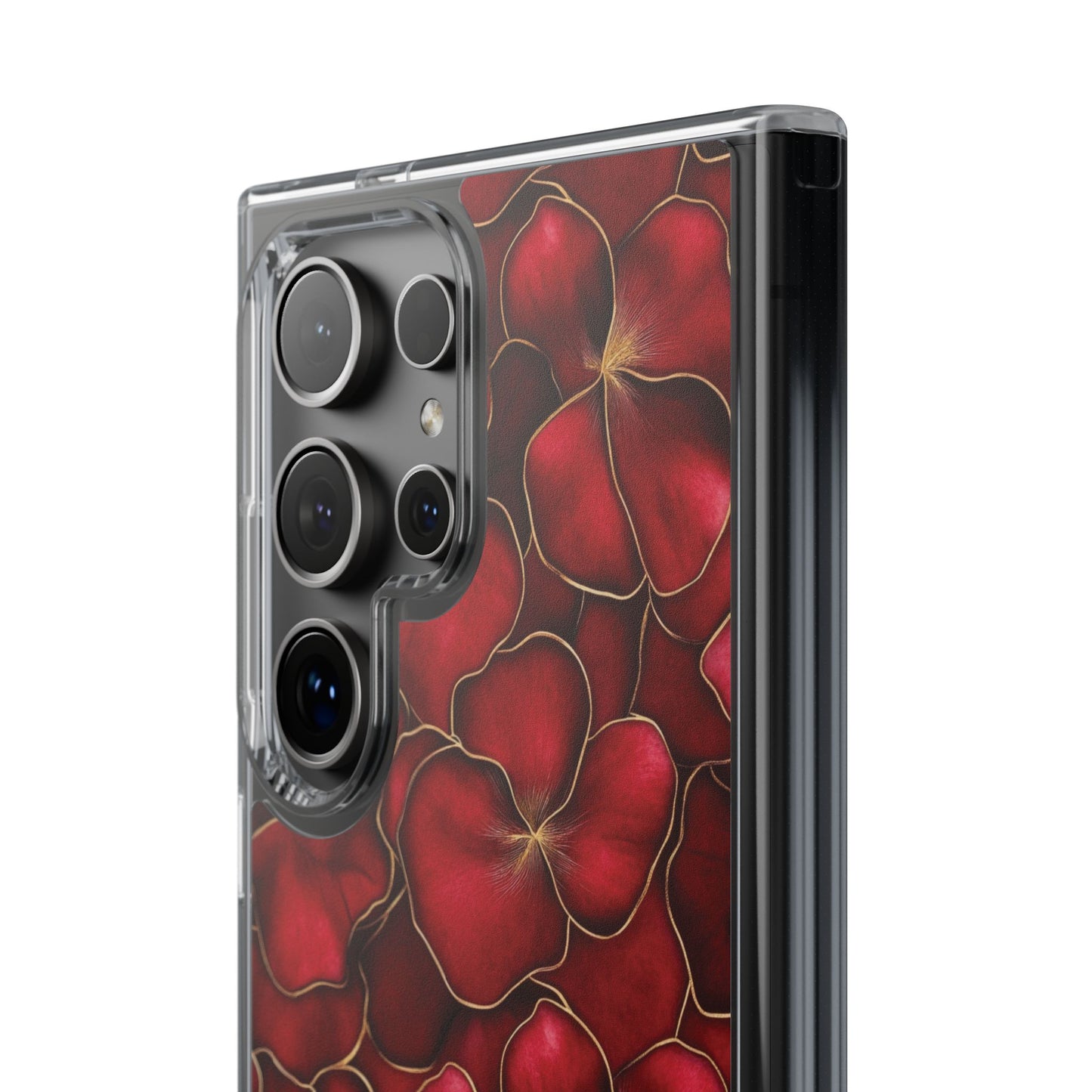 Velvet Petal Noir Floral Petal Clear Impact-Resistant iPhone and Samsung Case.