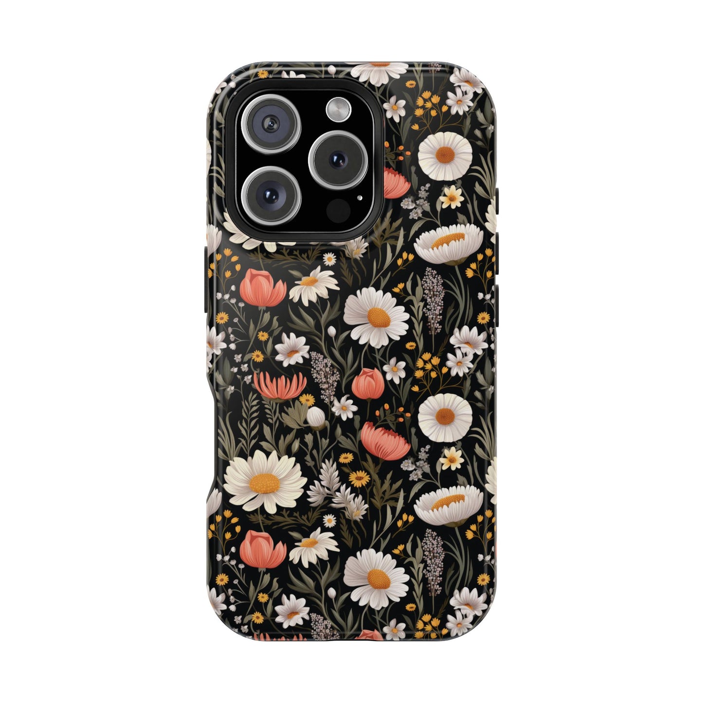 Blossom Elegance: Noir Garden Magnetic Tough iPhone Cases