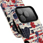 Patriotic Floral Phone Case, Tough Magnetic Cases, American Flag Design, Gift for Her, Independence Day Accessories