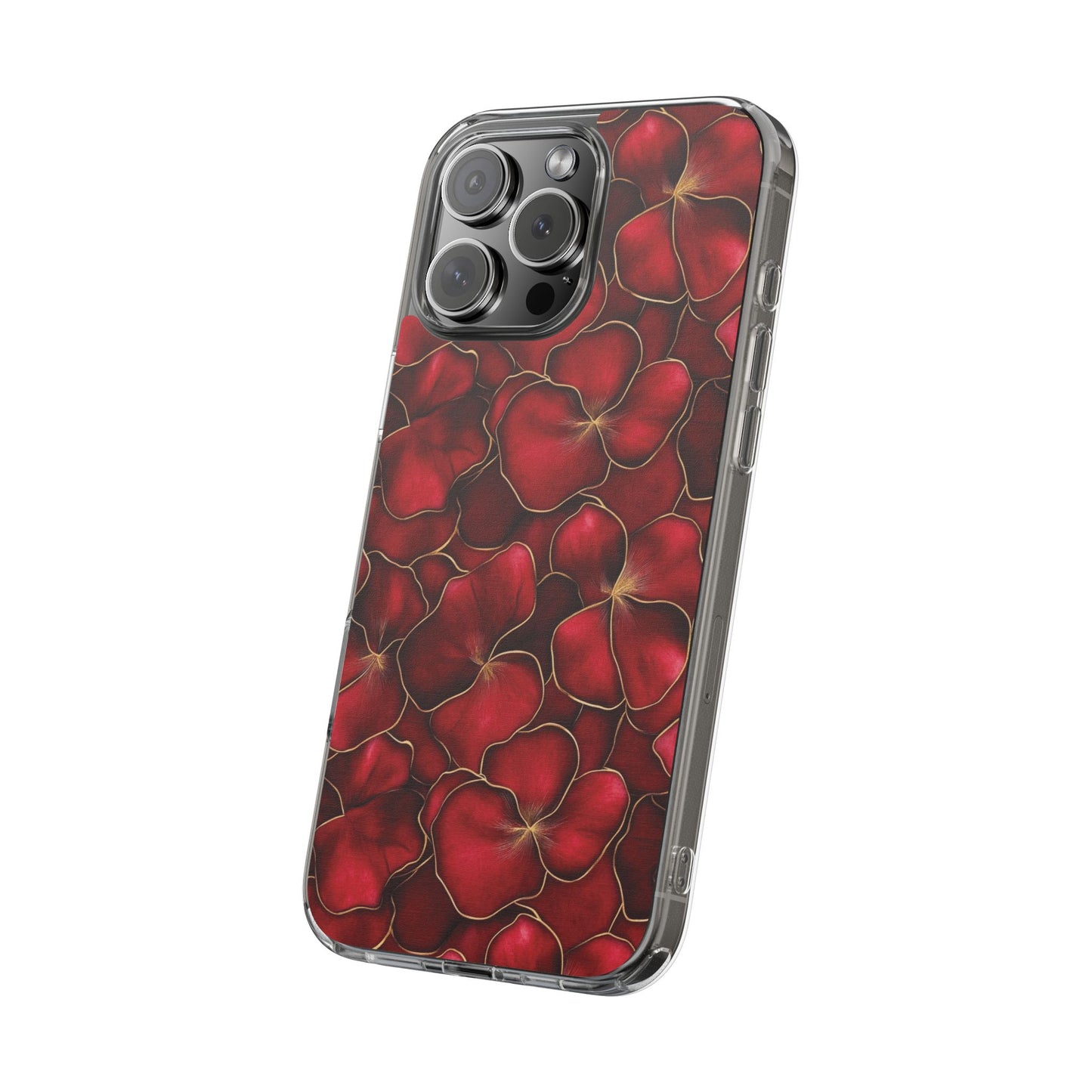 Velvet Petal Noir Floral Petal Clear Impact-Resistant iPhone and Samsung Case.