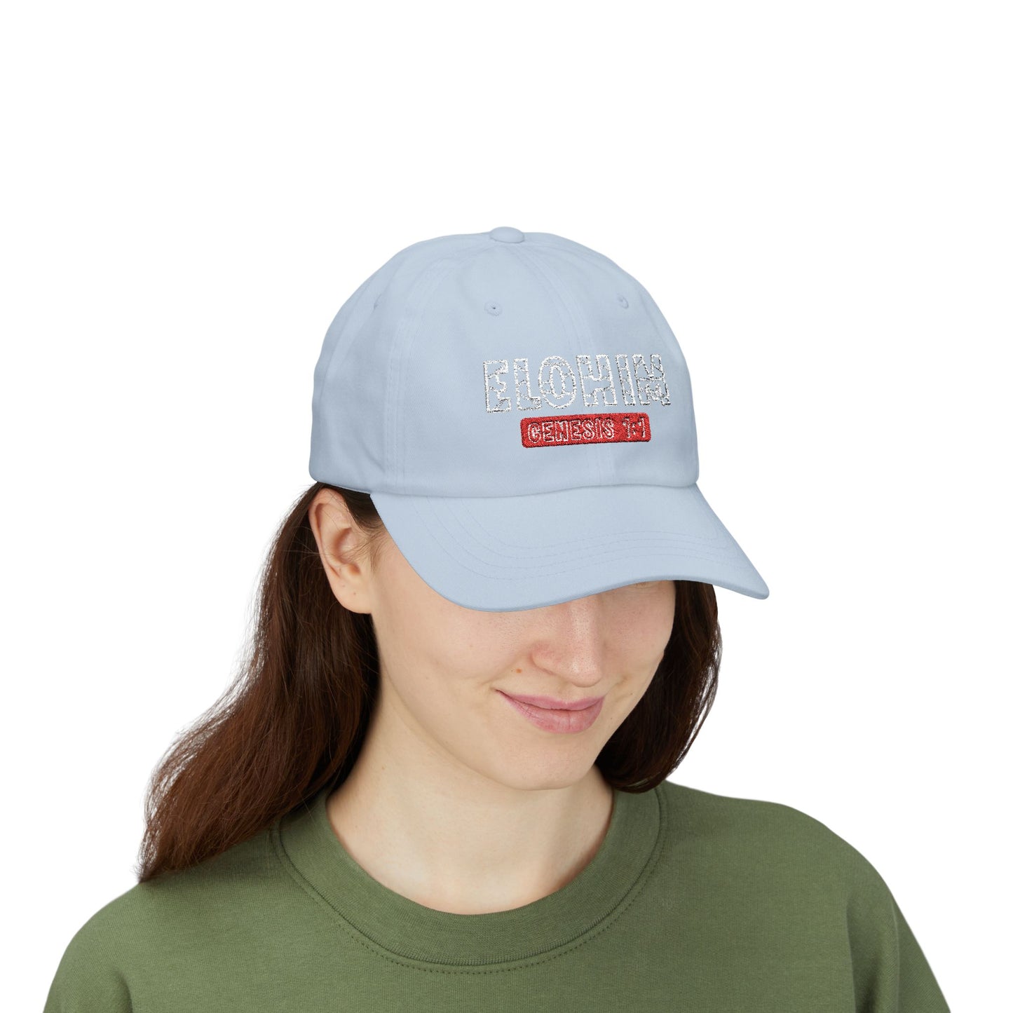 Classic Embroidery Dad Cap with 'ELOHIM, GENESIS 1:1' - Faith-Based Hat, Casual Wear, Gift for Dad, Christian Accessory, Summer Fashion