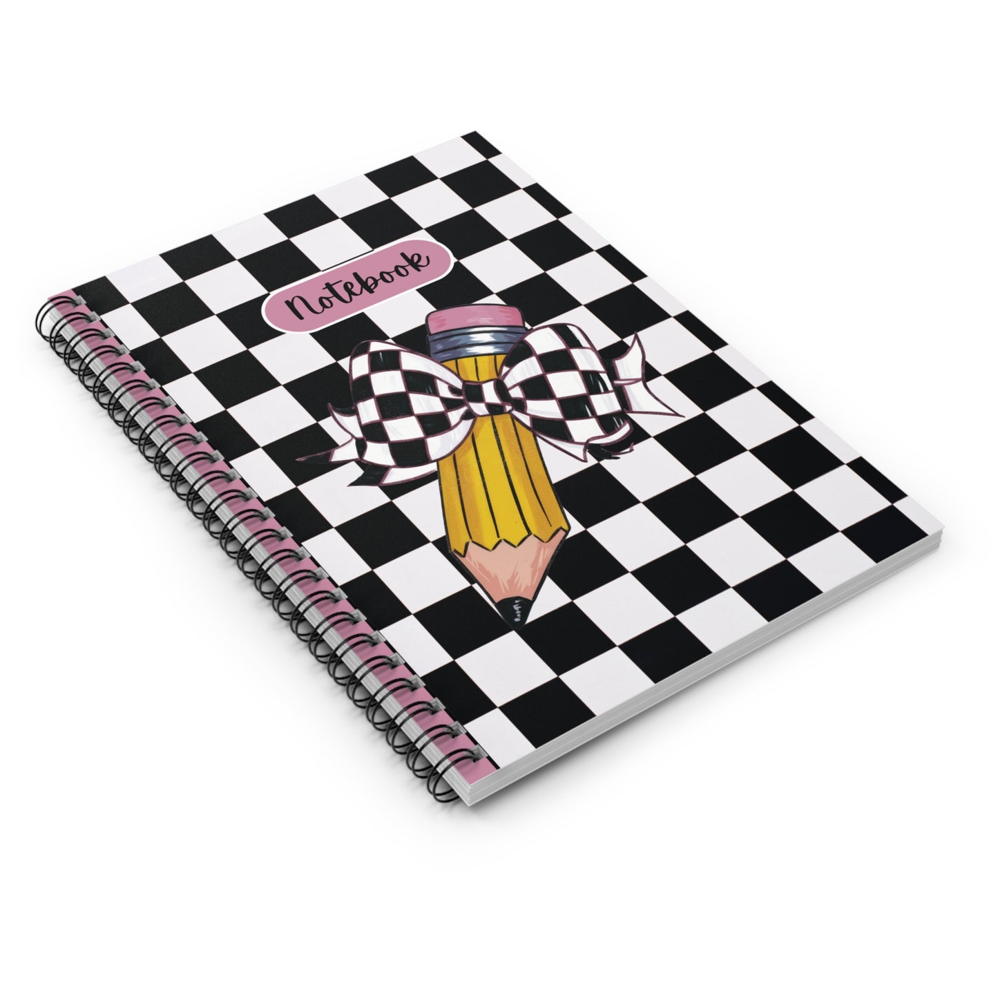 Black Checkered Charm Spiral Notebook - Ruled Line (PY)