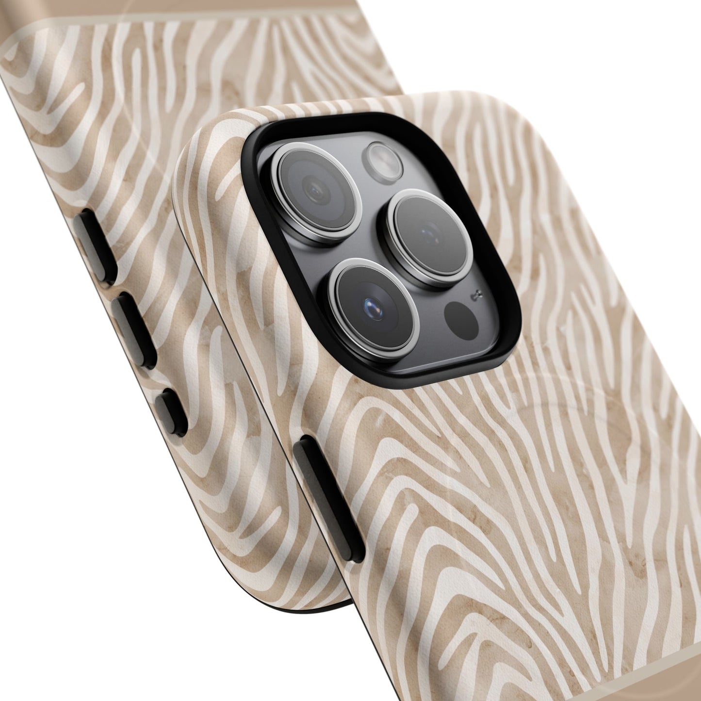 Personalized Zebra Animal Print Cover, Tough Magnetic MagSafe® iPhone® 13, 14, 15, 16, 17, Pro, Pro Max, Plus Cases (Custom Name).
