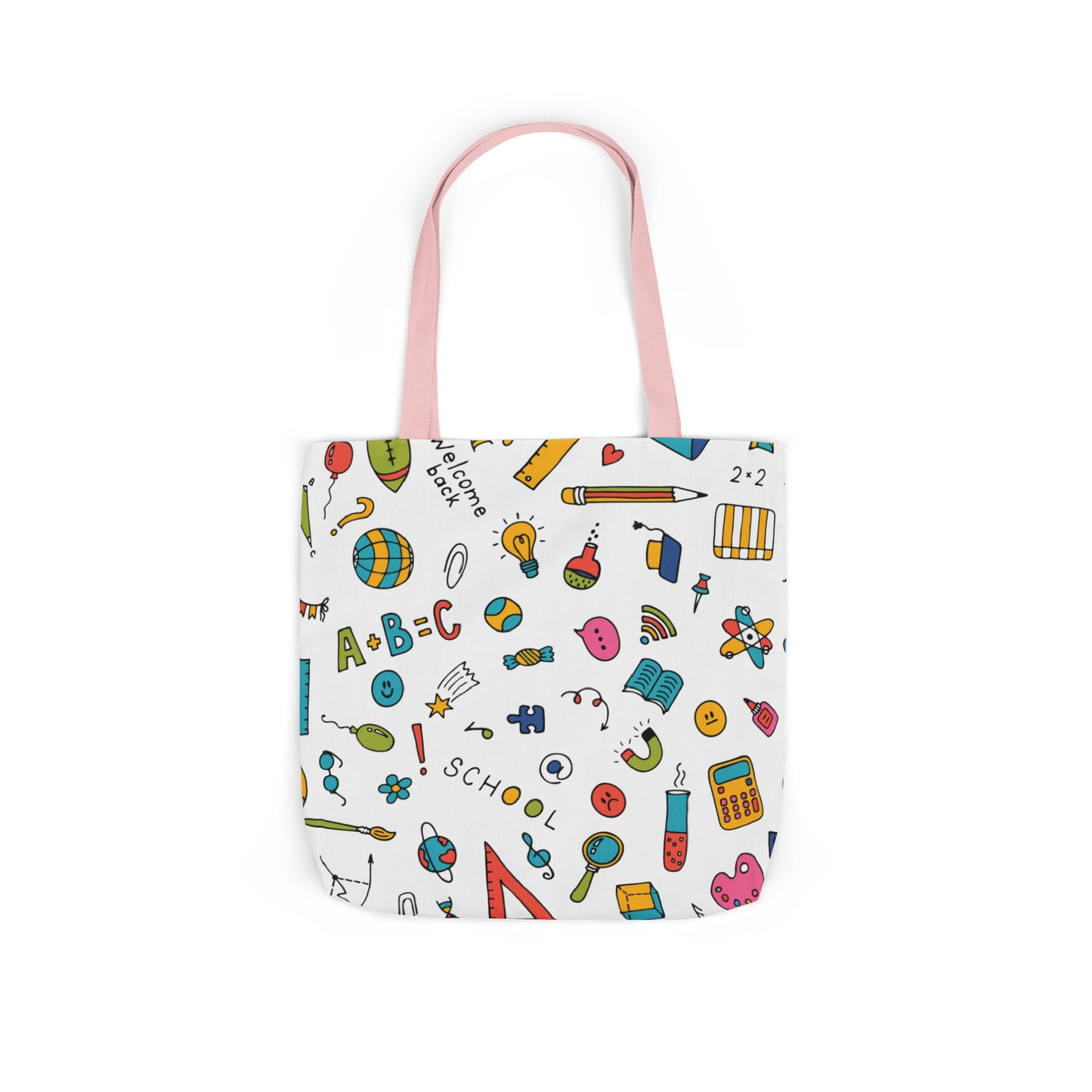 Personalized Classroom Couture Composition Book Inspired Canvas Tote Bag with Colorful Straps, Cute School Bag, Eco-Friendly Tote, Back to School Shopping Bag, Teacher Gift Idea