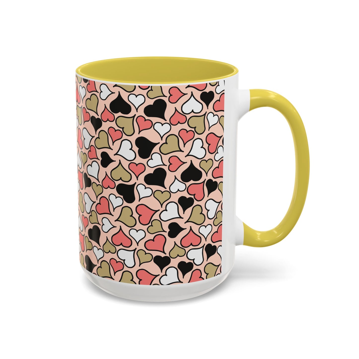 Heart Patterned Coffee Mug - Colorful Love Design, Perfect for Gifts & Celebrations