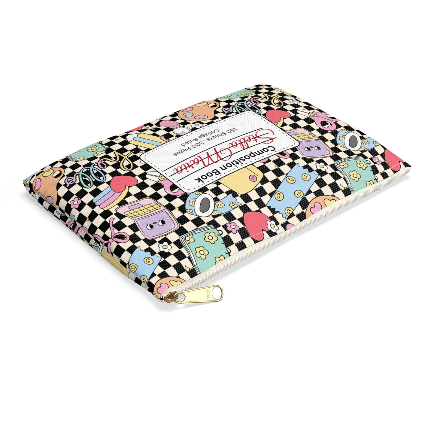 Personalized Black Doodle Daydream Composition Book Inspired Accessory Pouch, Kids School Supplies, Classroom Organizer, Teacher Gift, Fun Stationery Case, Back to School