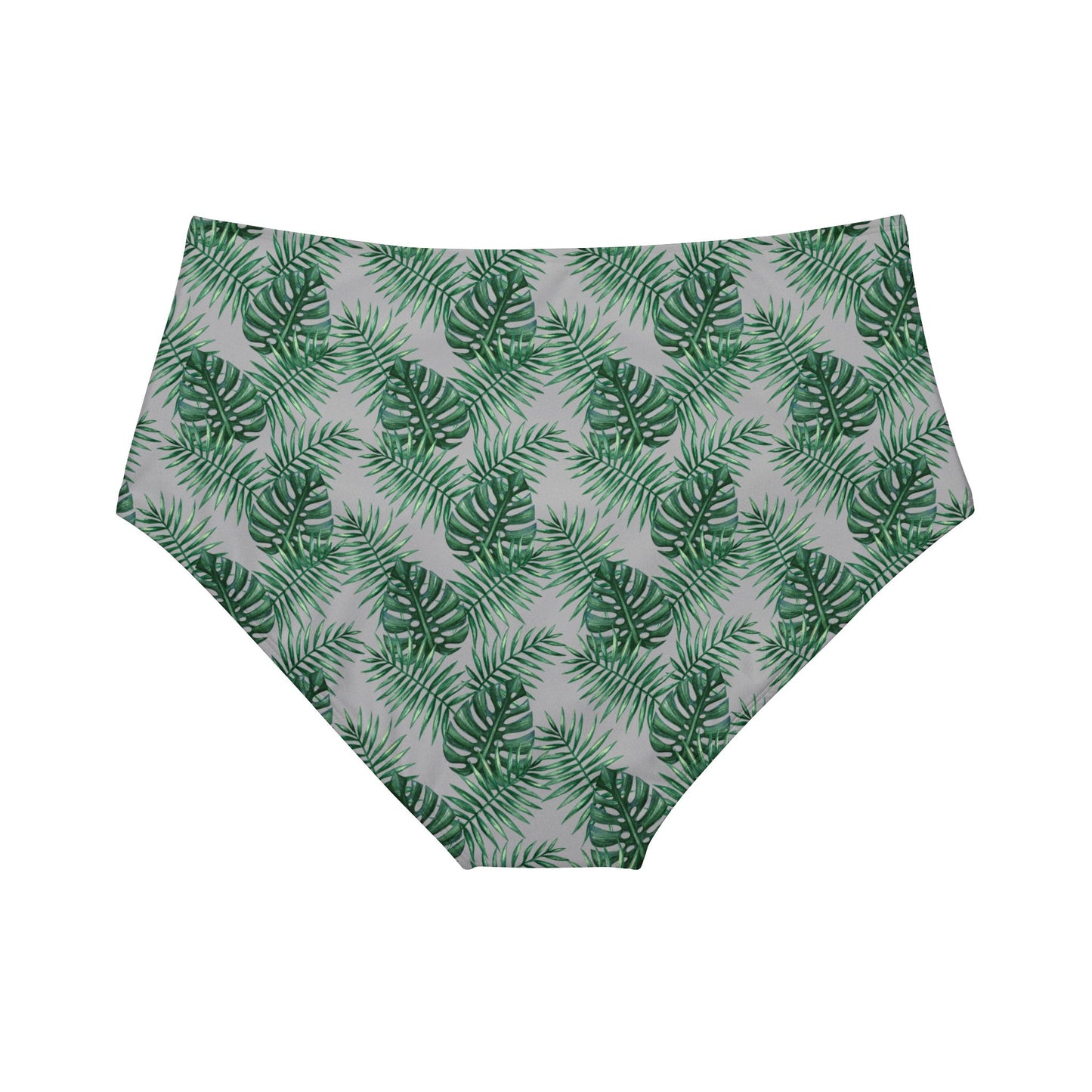 Grey Tropical Bliss High-Waist Hipster Bikini Bottom (AOP)