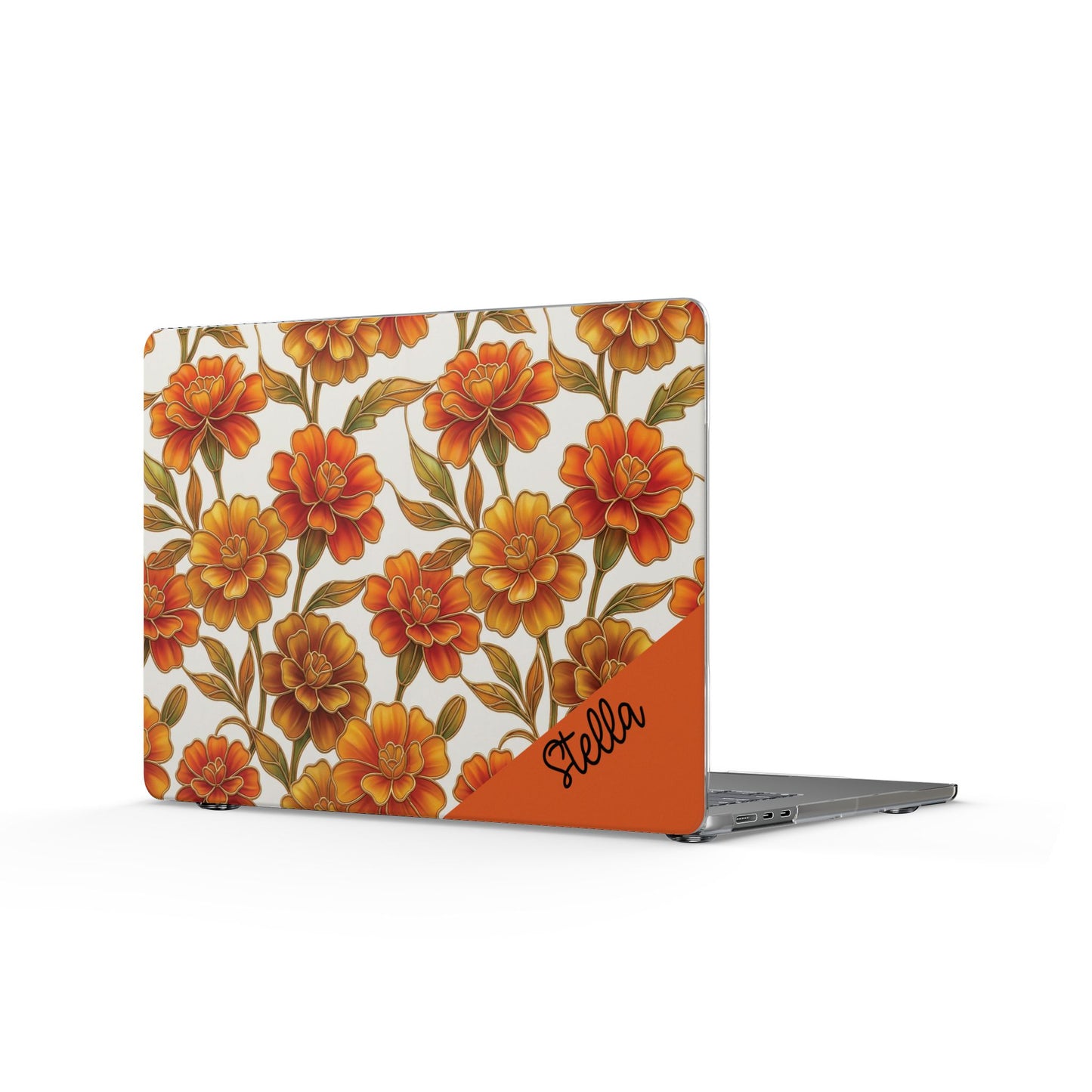 Personalized Stained Glass effect Marigold Flower MacBook Case Cover