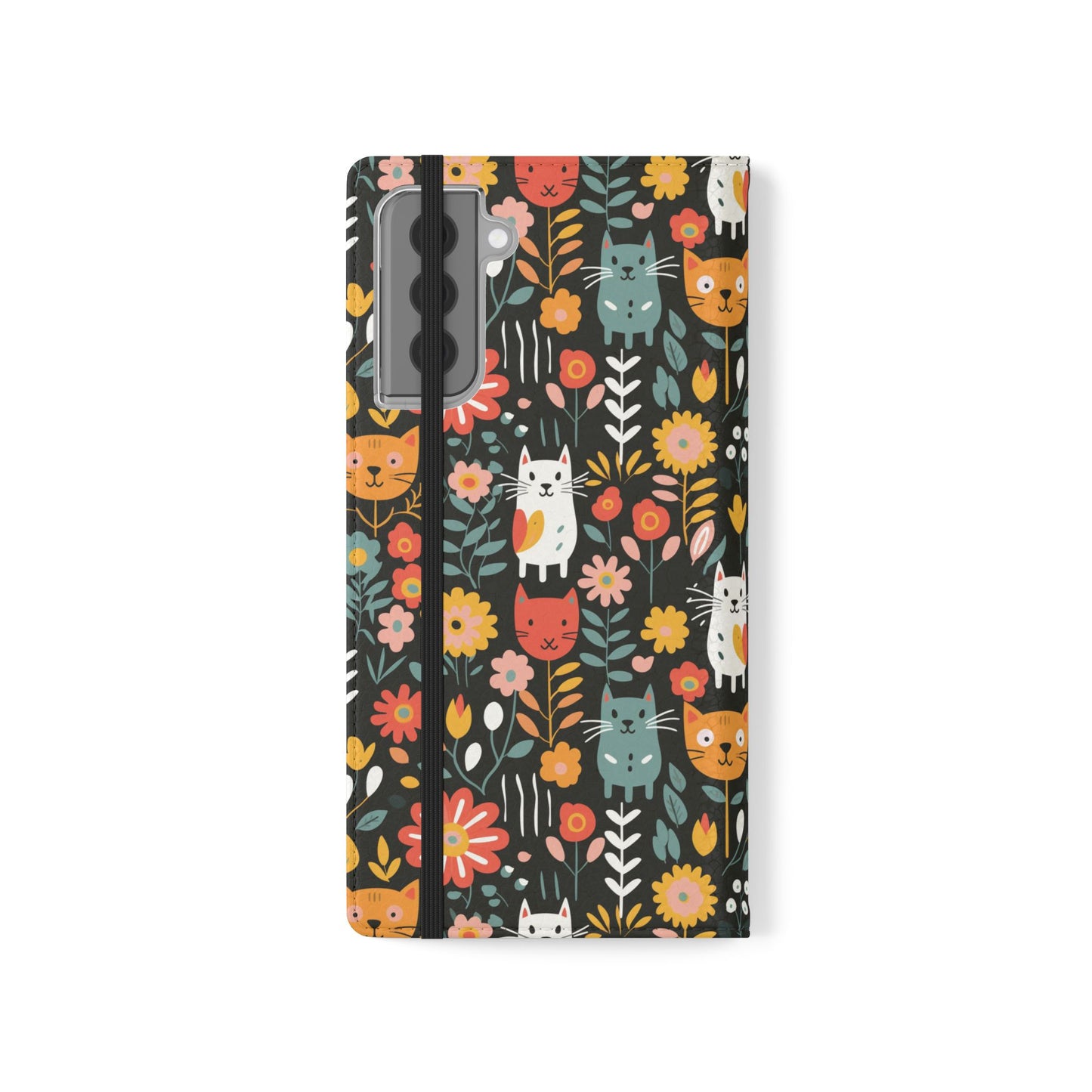 Whimsical Feline Garden iPhone and Samsung Flip Cases