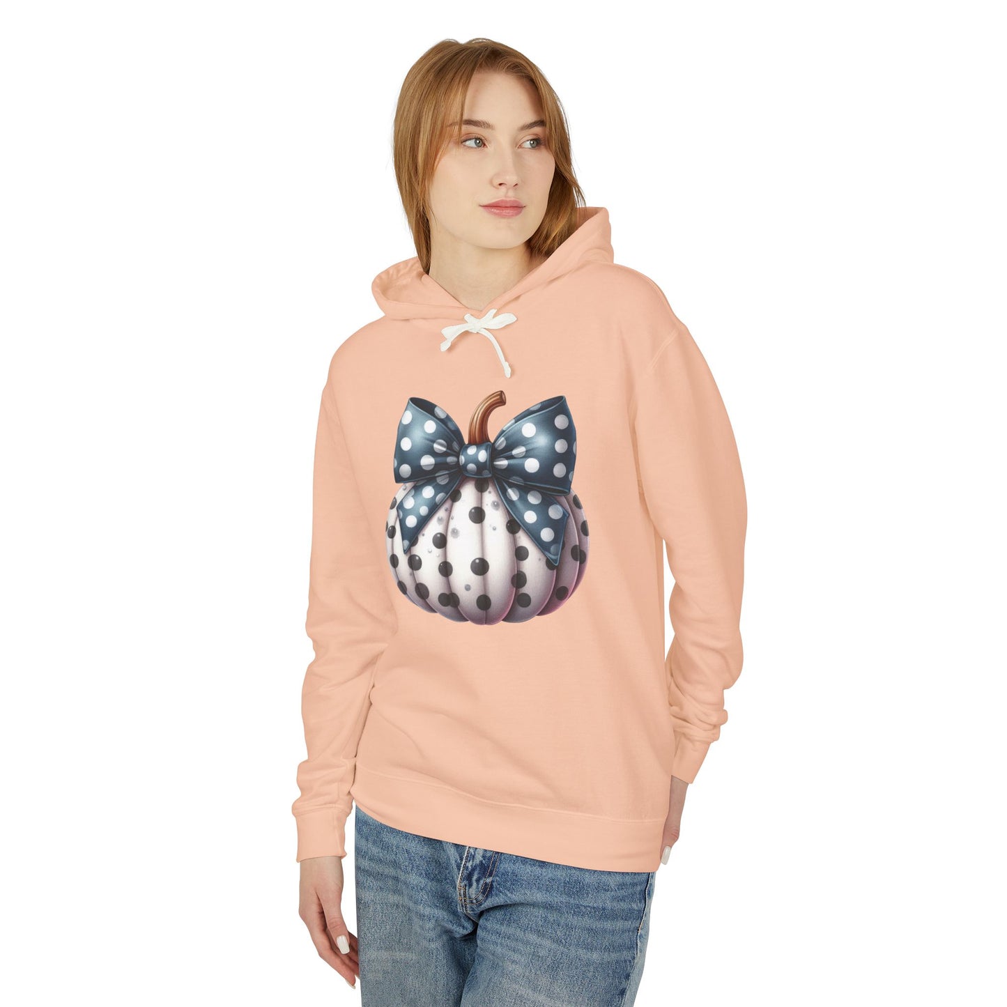 Polka Dot Pumpkin Charm Lightweight Hooded Sweatshirt