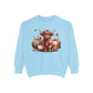 Autumn Highland Cow Charm Unisex Garment-Dyed Sweatshirt